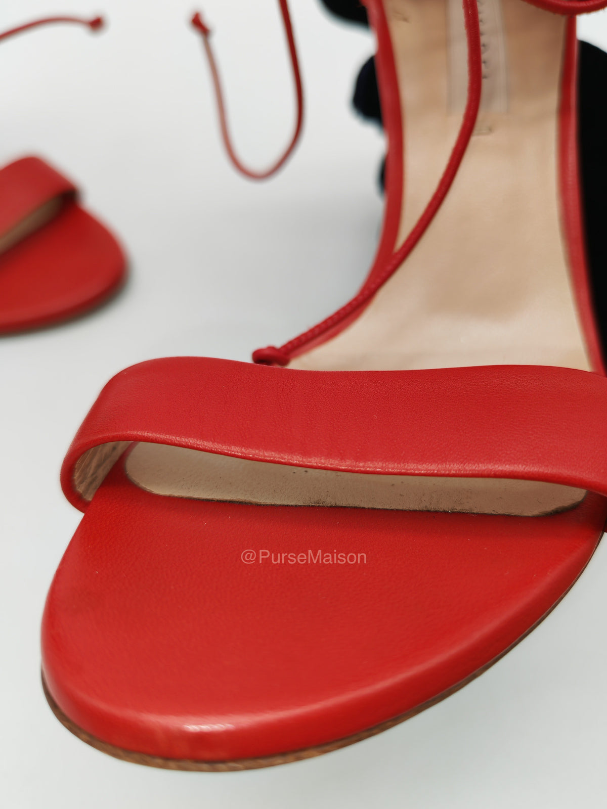 Casadei Stiletto Sandals in Red Mesh Ankle Wrap Size 5 Eu (18 cm)