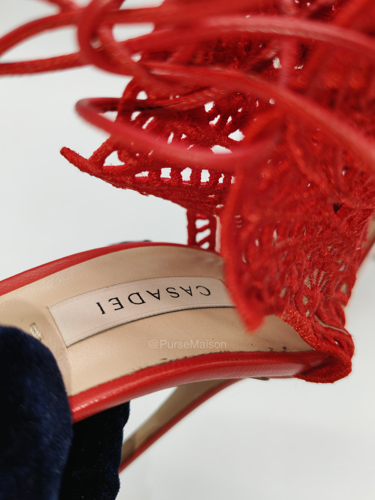 Casadei Stiletto Sandals in Red Mesh Ankle Wrap Size 5 Eu (18 cm)