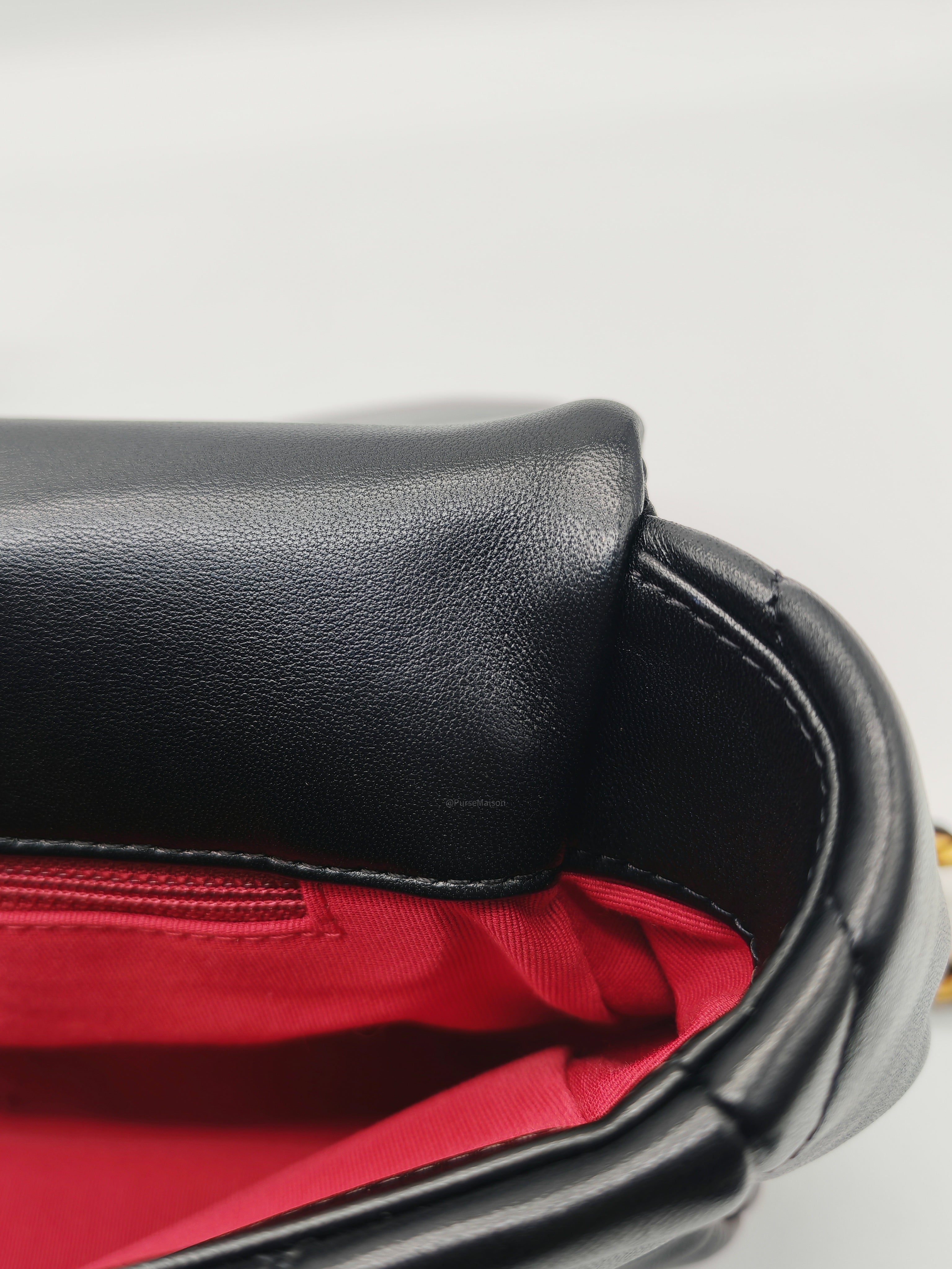 Chanel 19 Flap Bag Medium in Black Lambskin Leather Mix Hardware (Microchip)