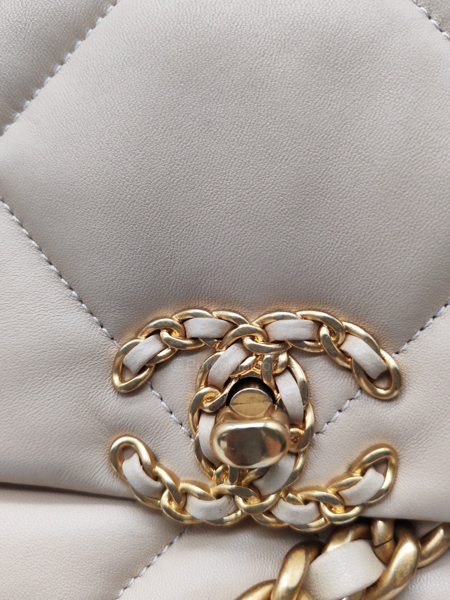 Chanel 19 Flap Bag Small in Beige Quilted Lambskin Leather and Mixed Hardware Microchip