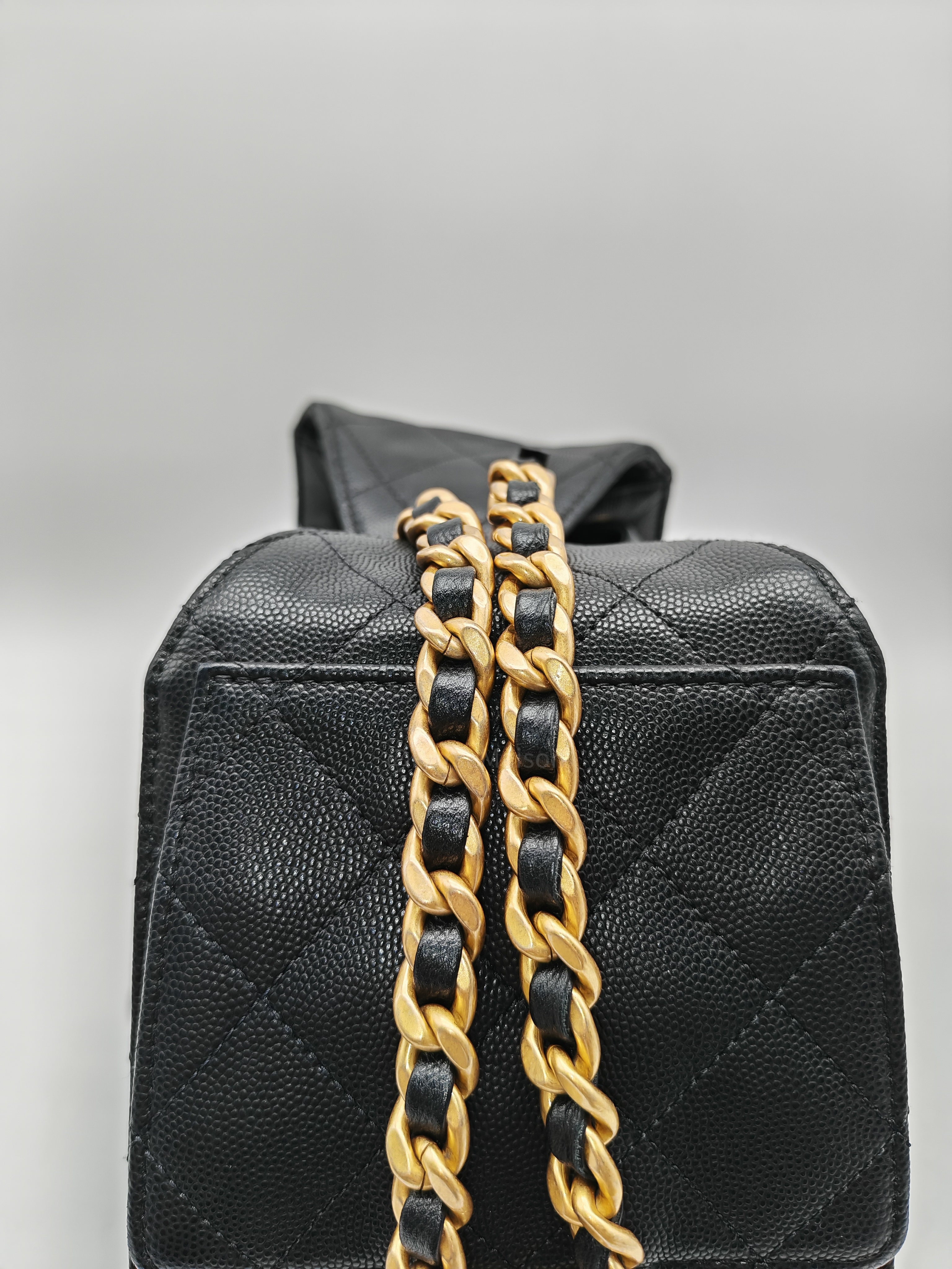 Chanel 25 Bag Small in Black Caviar Leather GHW Microchip K6-1H