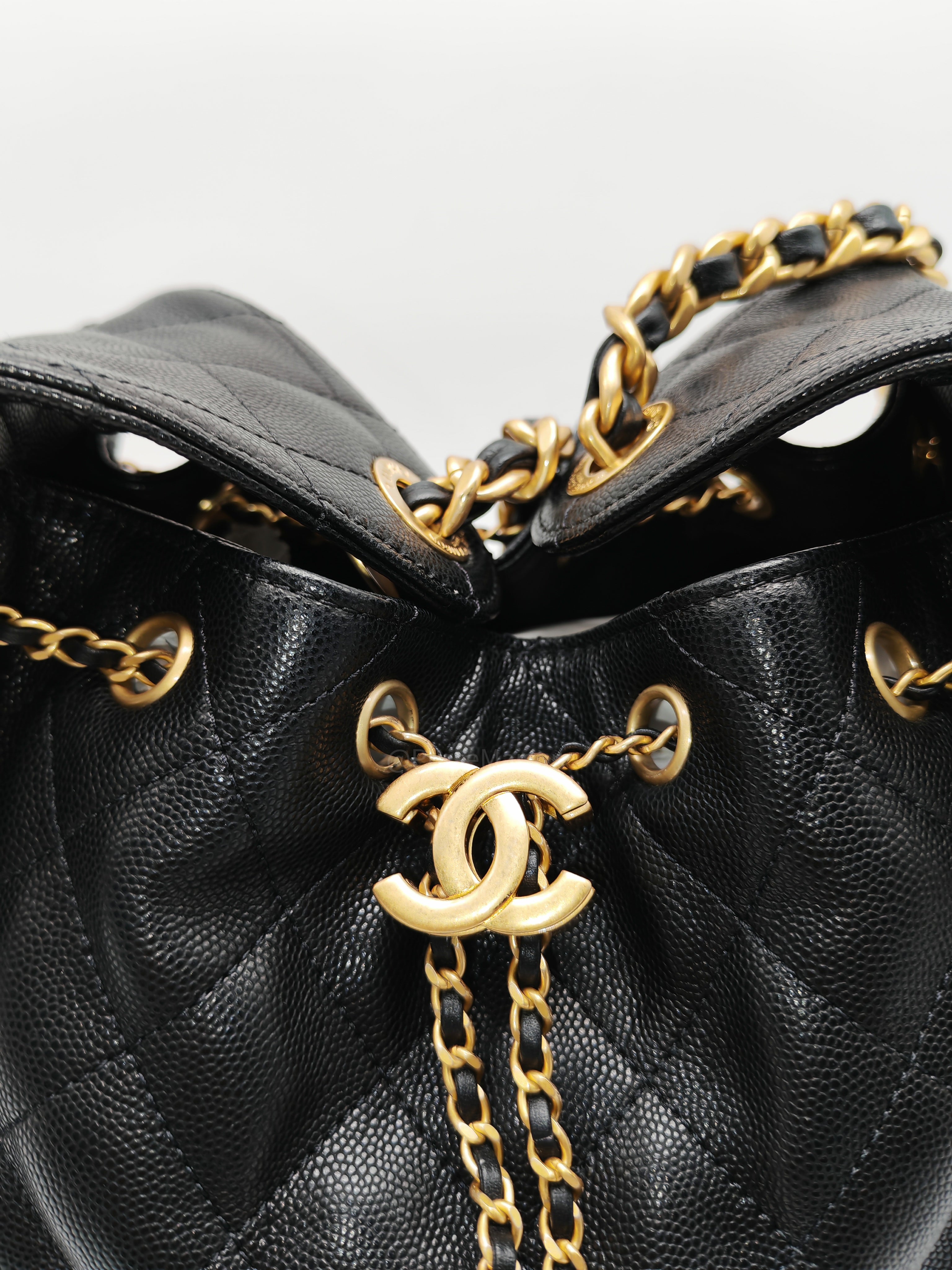 Chanel 25 Bag Small in Black Caviar Leather GHW Microchip K6-1H