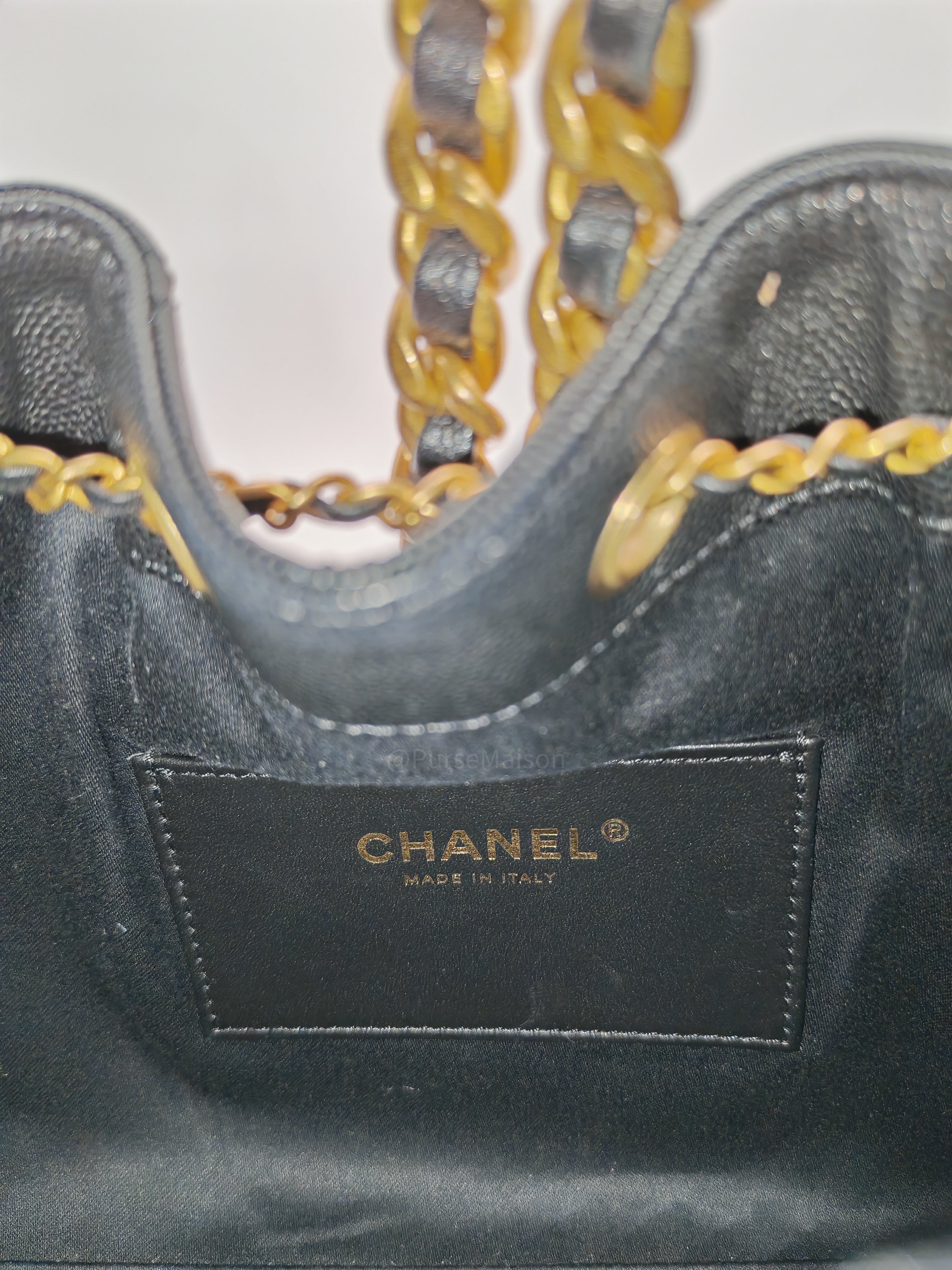 Chanel 25 Bag Small in Black Caviar Leather GHW Microchip K6-1H