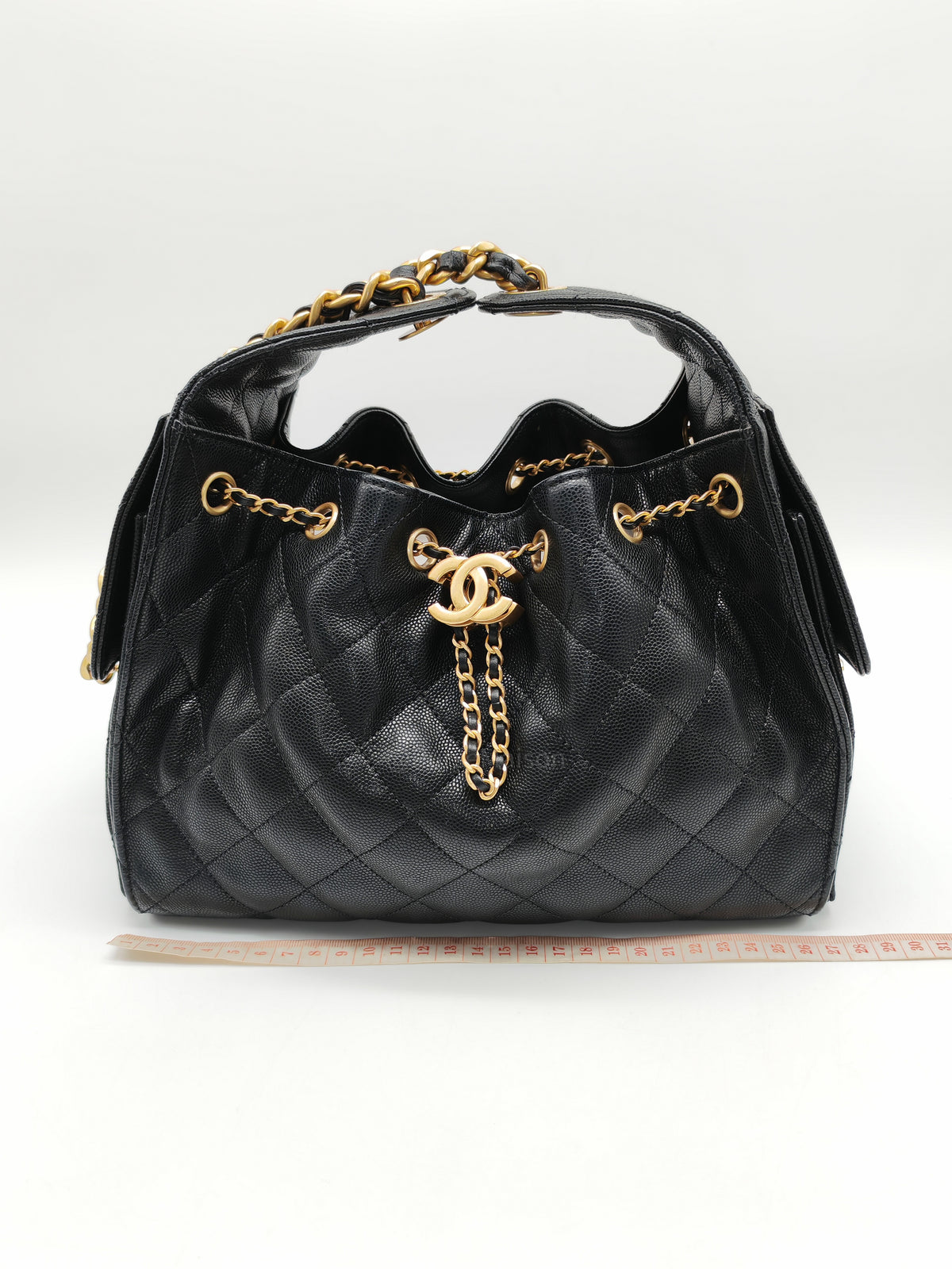 Chanel 25 Bag Small in Black Caviar Leather GHW Microchip K6-1H