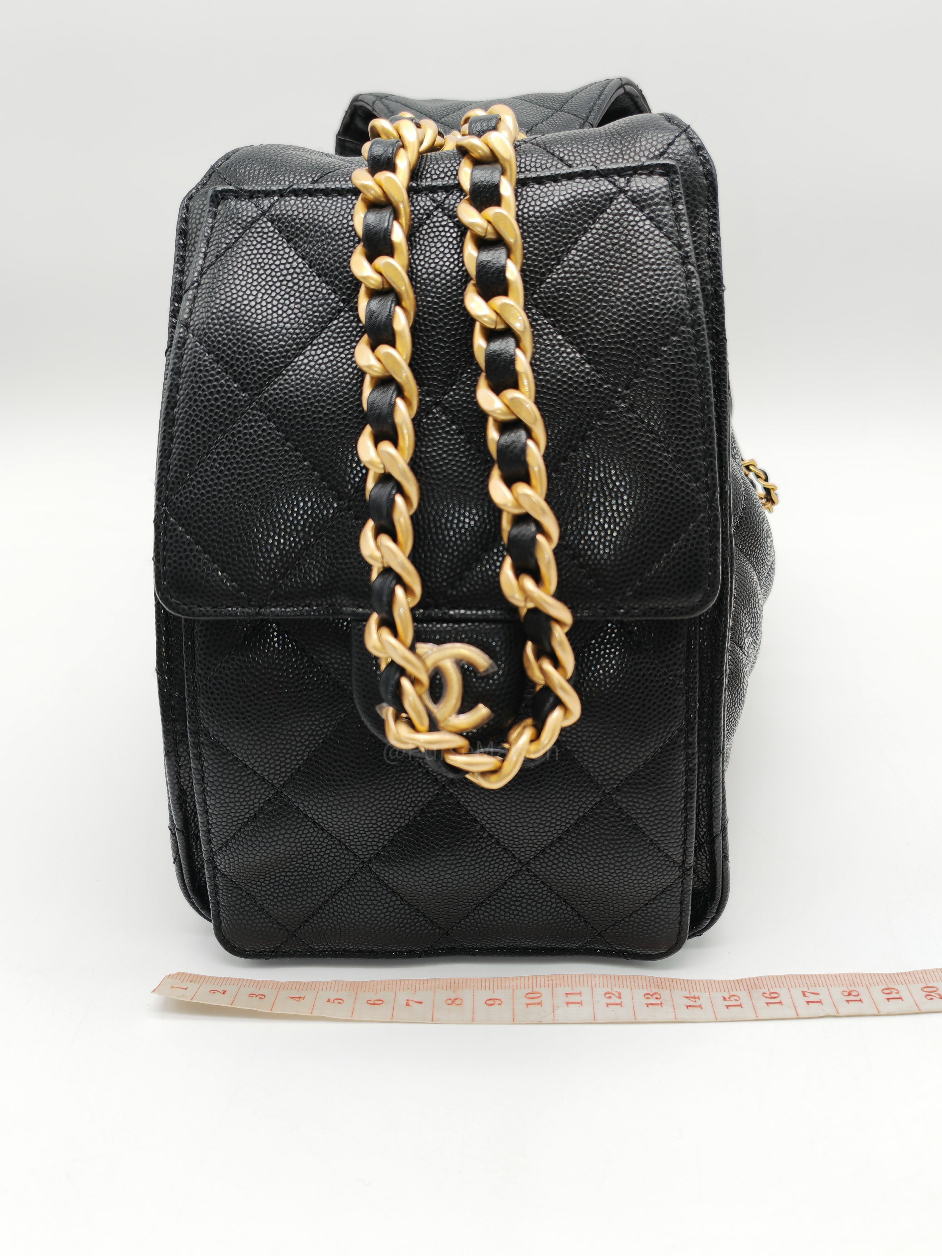 Chanel 25 Bag Small in Black Caviar Leather GHW Microchip K6-1H