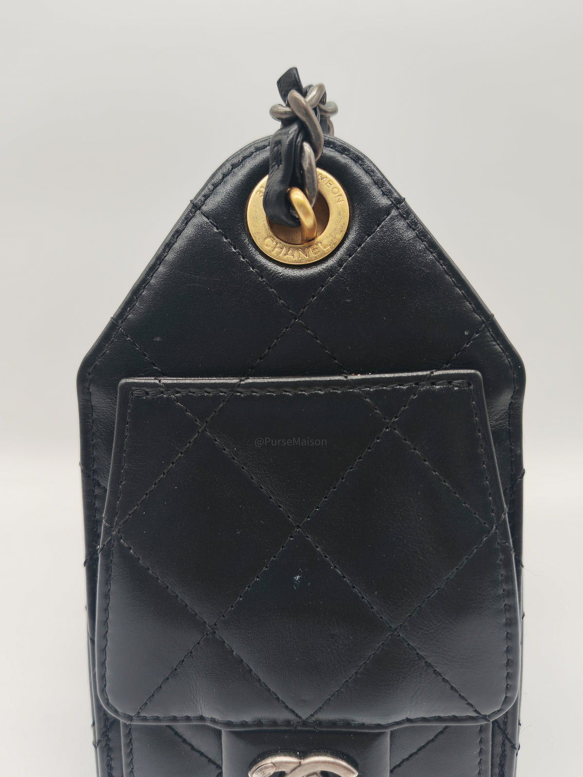 Chanel 25 Hobo Bag Mini in Black Shiny Calfskin Leather and Mix Hardware Microchip