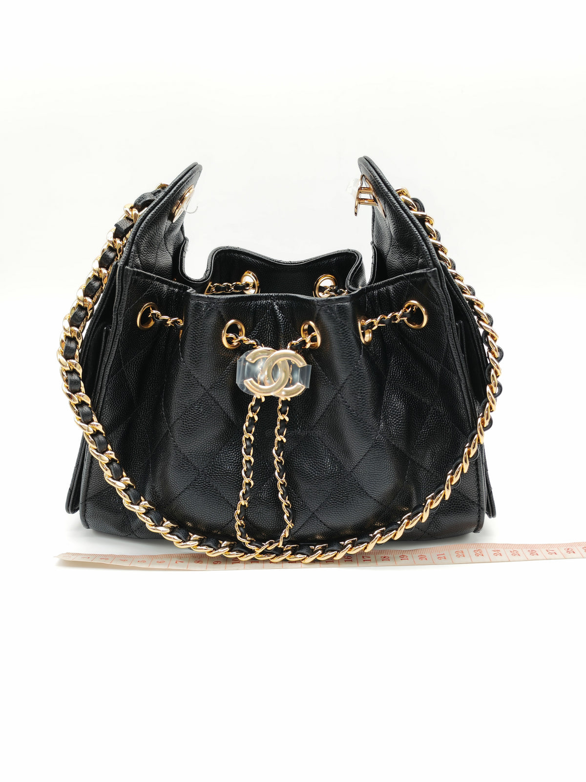 Chanel 25 Mini in Black Caviar Leather Shiny Gold Hardware Microchip (C5****81)