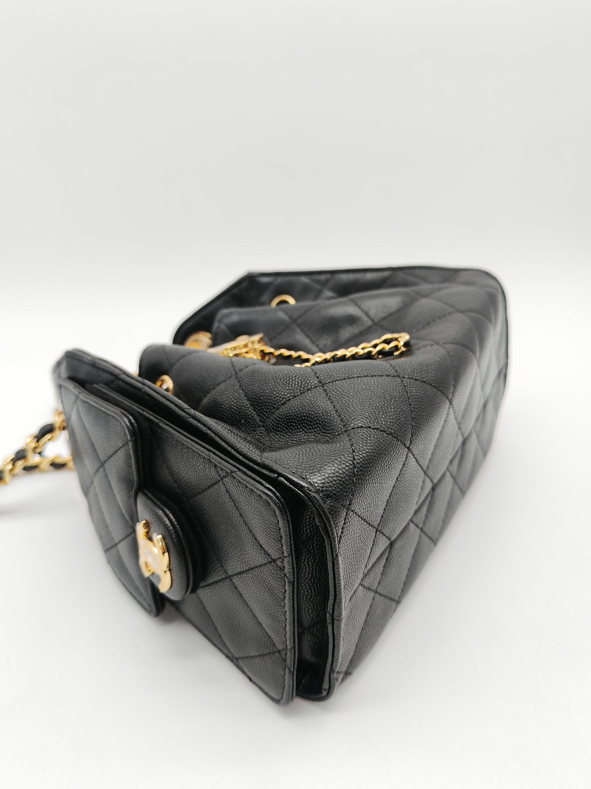 Chanel 25 Mini in Black Caviar Leather Shiny Gold Hardware Microchip (C5****81)