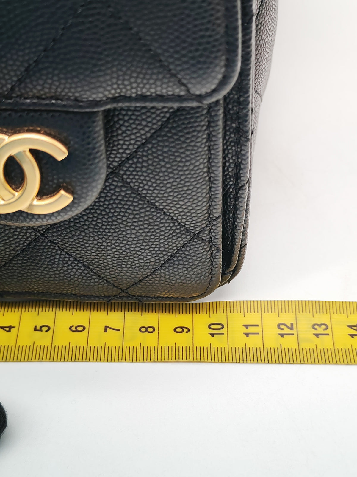 Chanel 25 Hobo Bag Mini in Black Caviar Leather and Aged Gold Hardware Microchip (A2****70)
