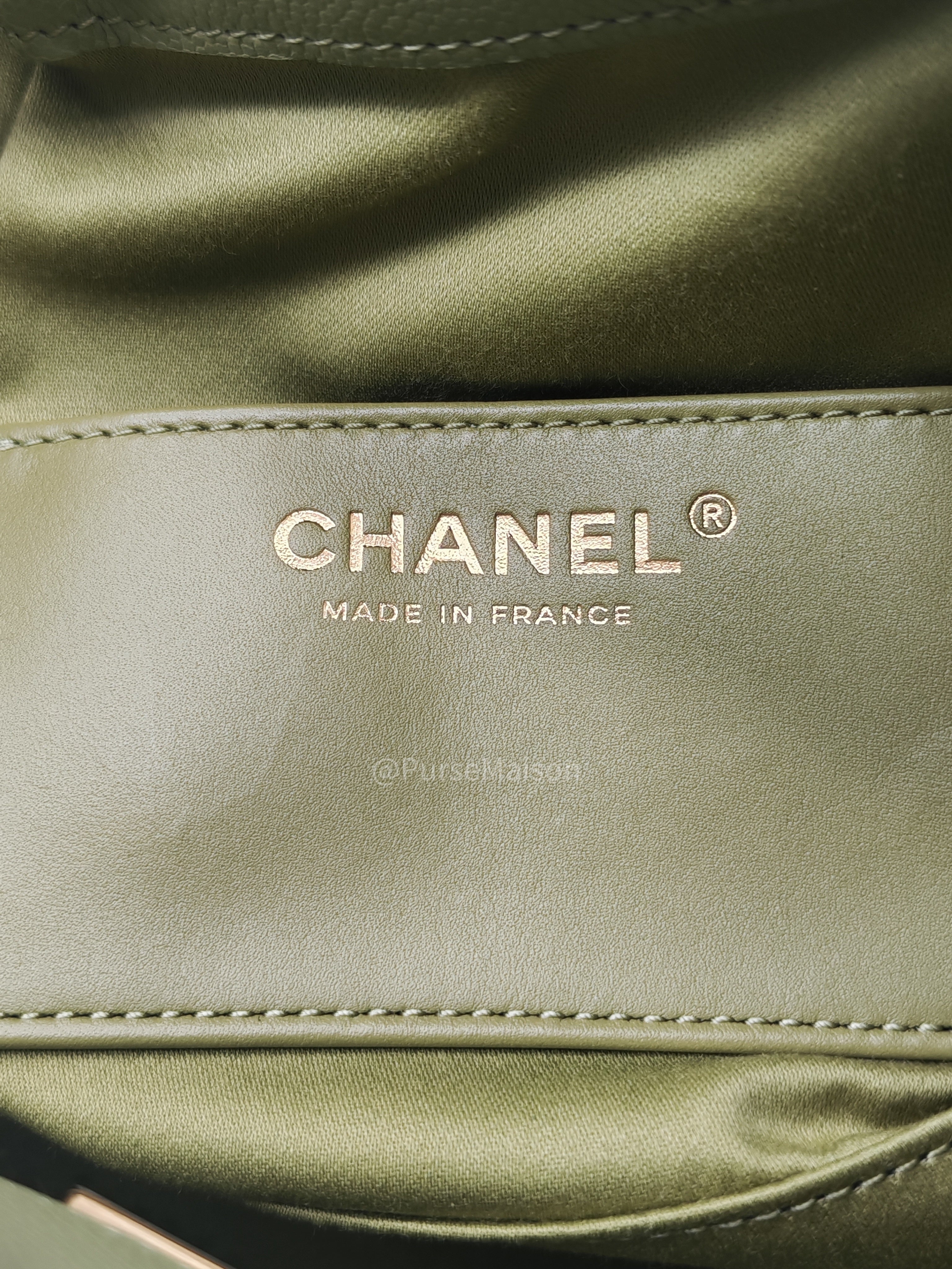 Chanel 25 Hobo Bag Mini in Light Green Caviar Leather Shiny Gold Hardware (Microchip)