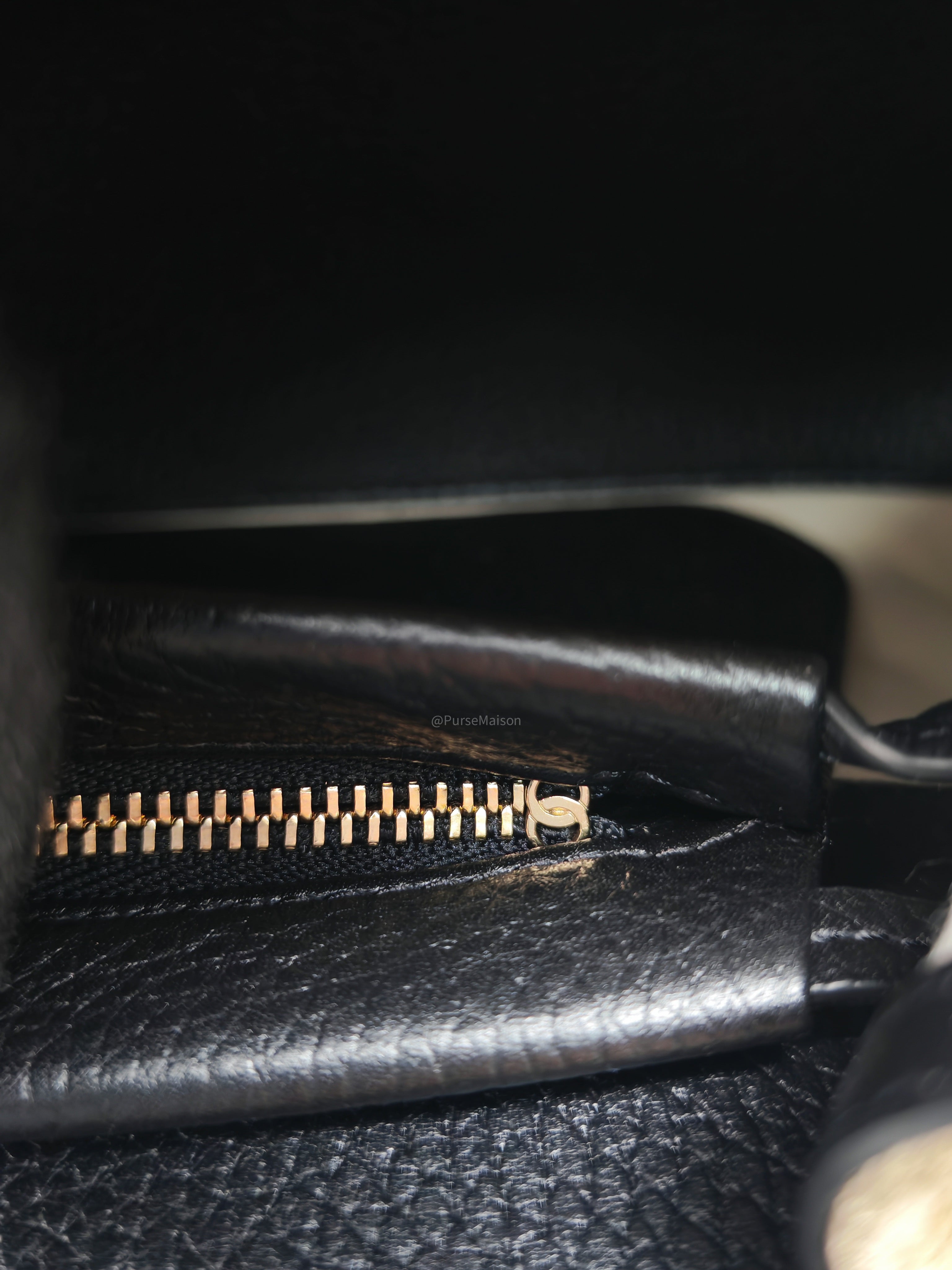 Chanel 26 Urban Essential Matthieu Blazy Small Tote Bag in Black Beige Suede Leather and Gold Hardware Microchip