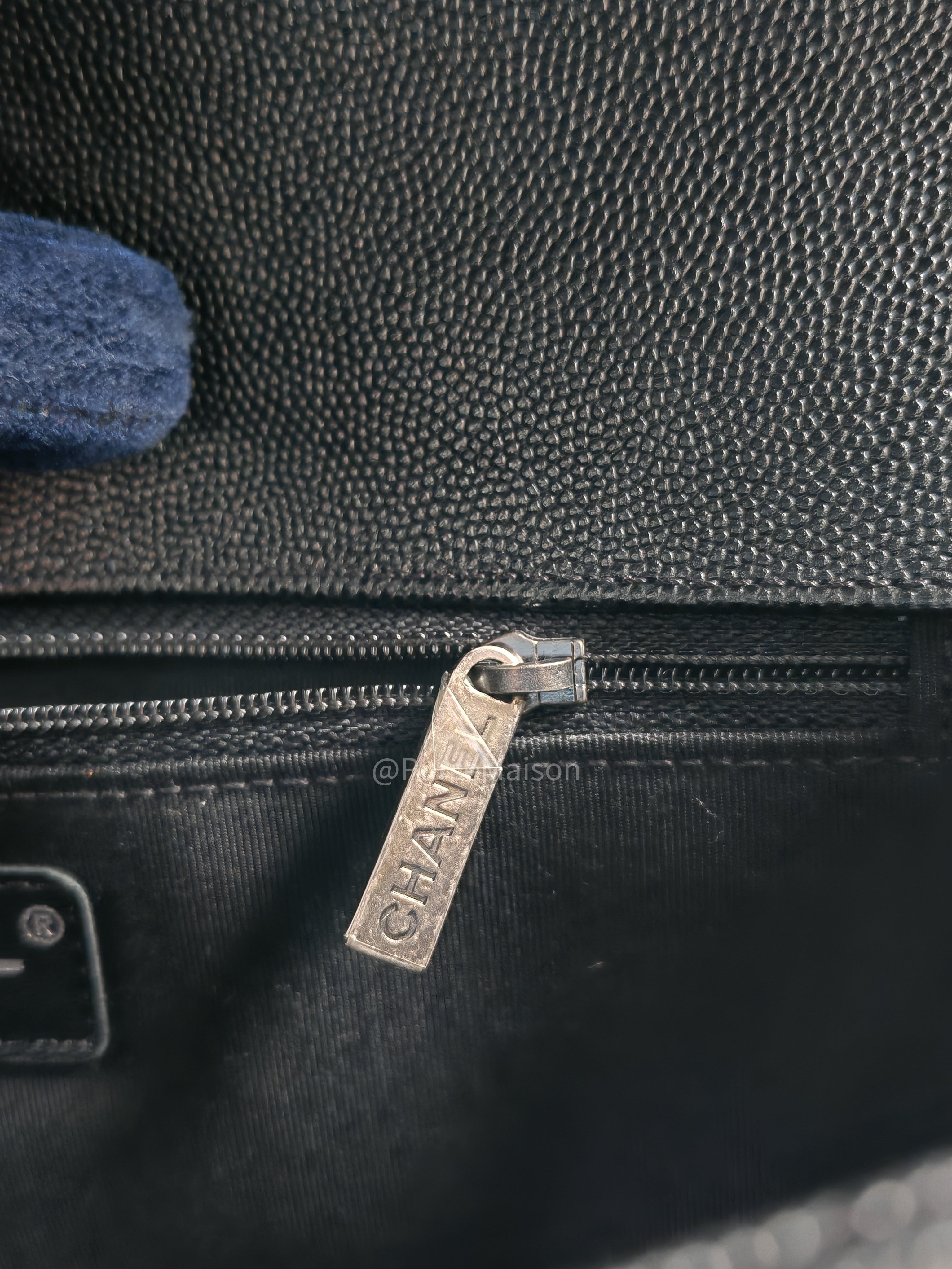 Chanel Boy New Medium in Black Quilted Caviar Leather and Ruthenium Hardware Series 25