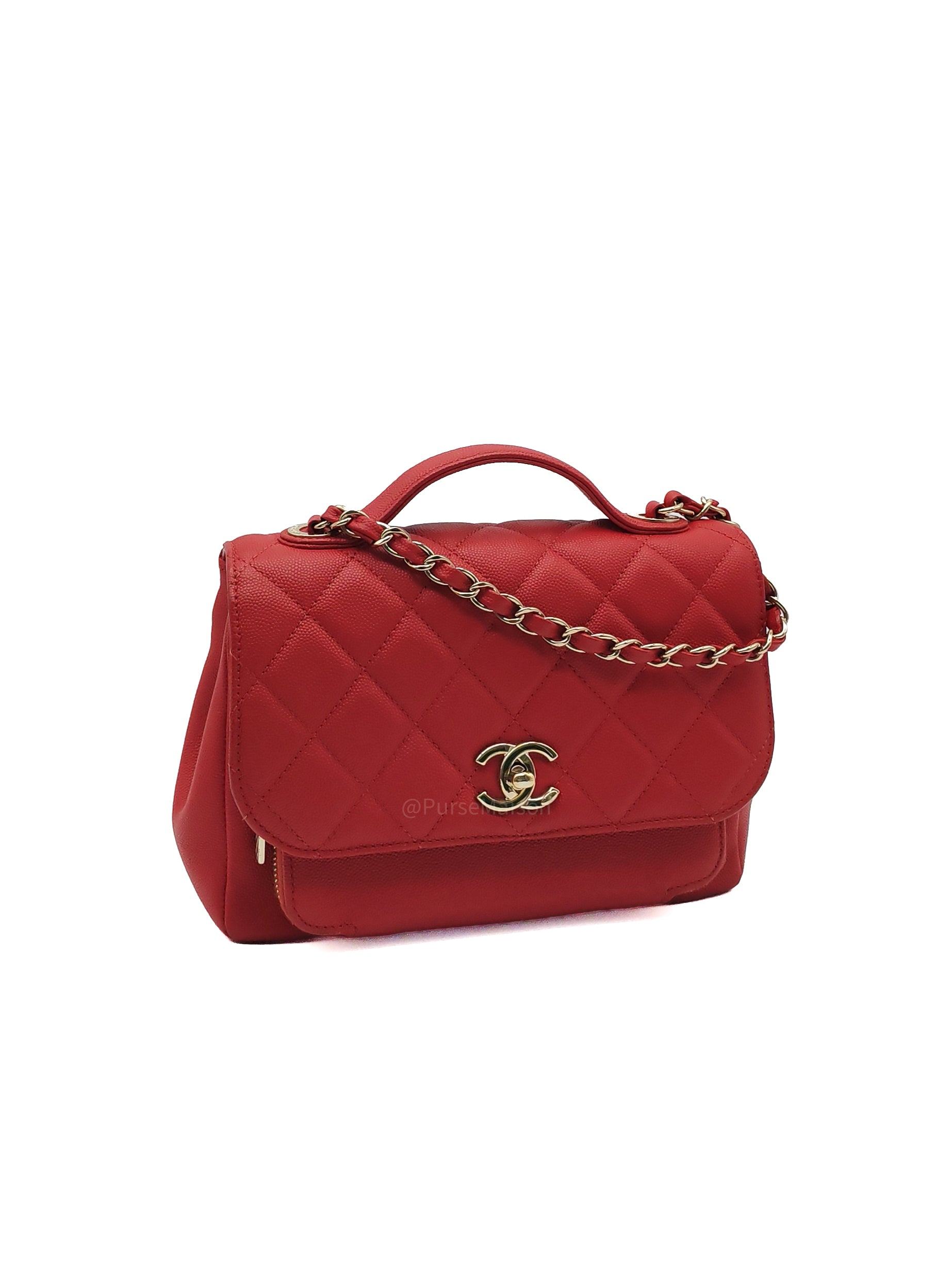 Chanel Business Affinity Flap Bag Medium in Red Caviar Leather and Gold Hardware Series 28