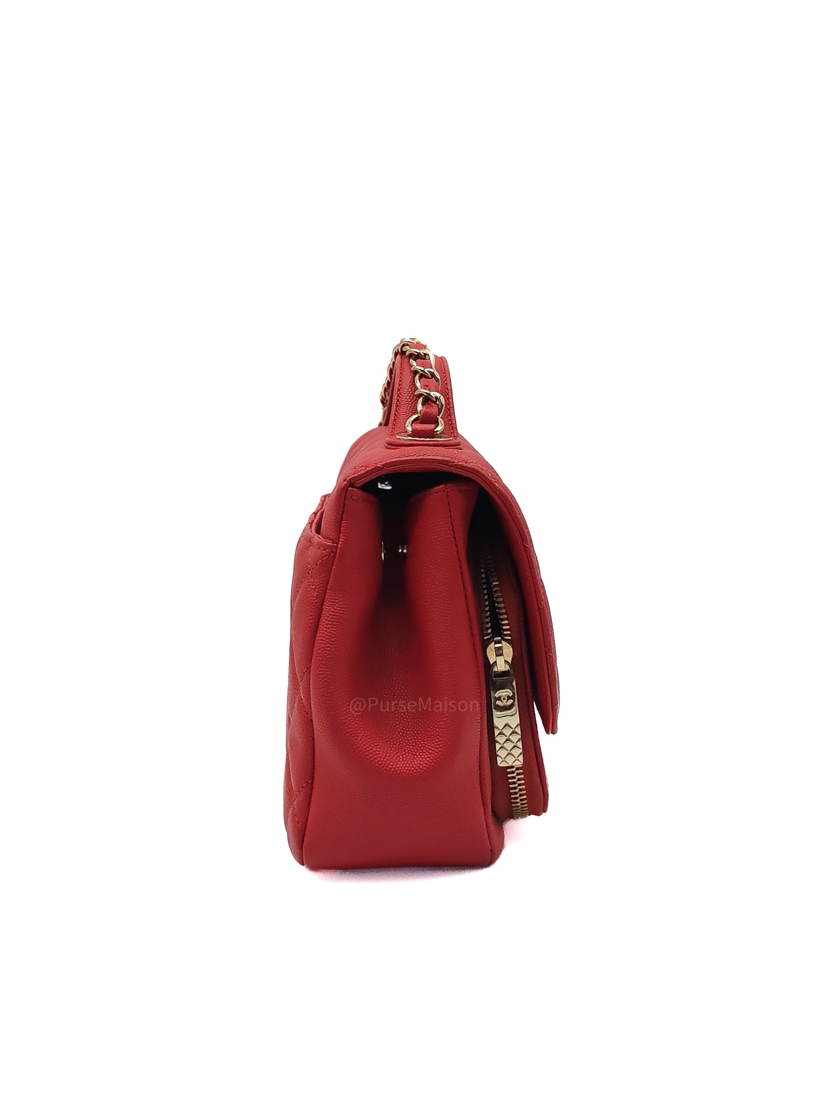 Chanel Business Affinity Flap Bag Medium in Red Caviar Leather and Gold Hardware Series 28