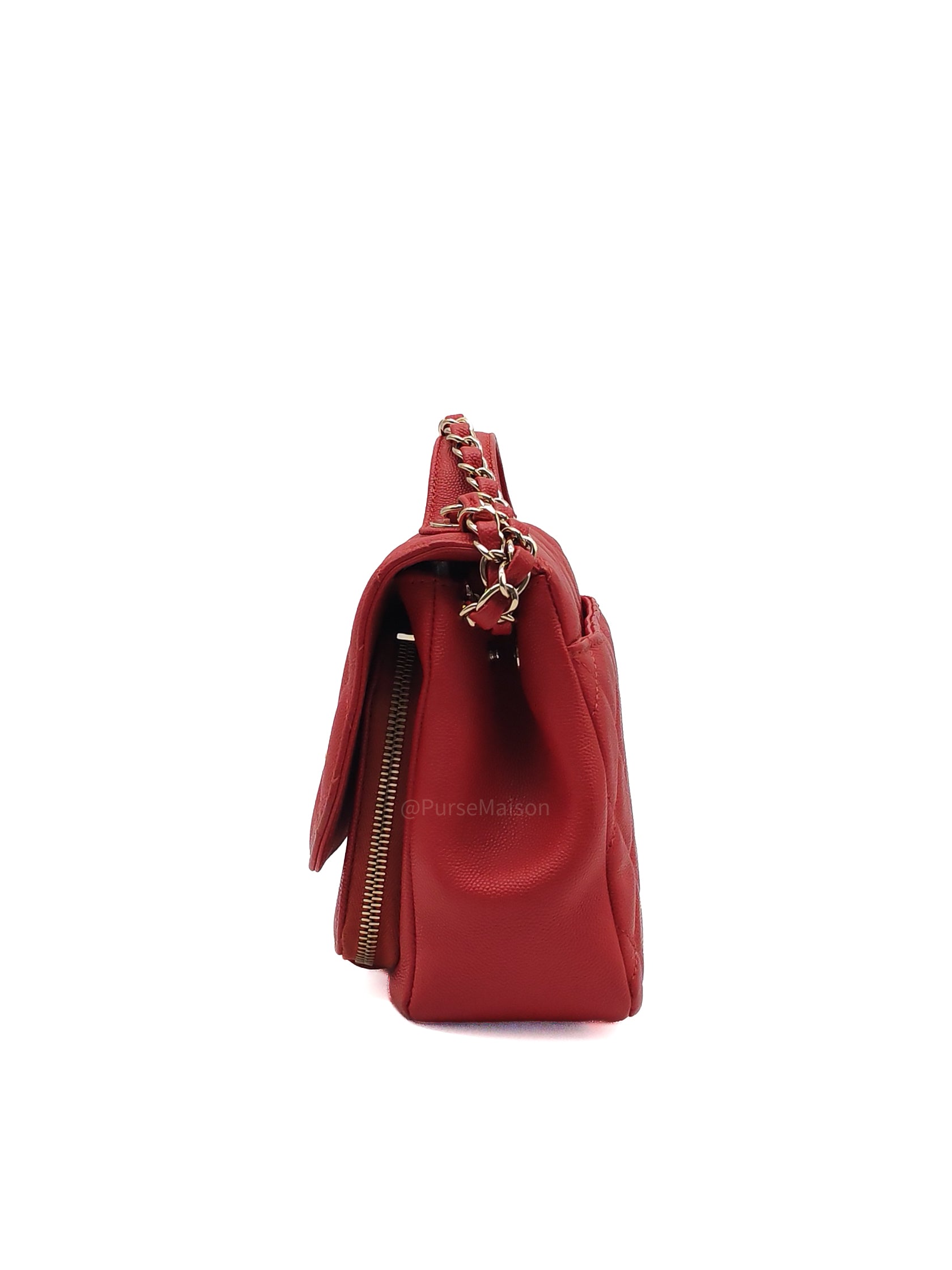 Chanel Business Affinity Flap Bag Medium in Red Caviar Leather and Gold Hardware Series 28
