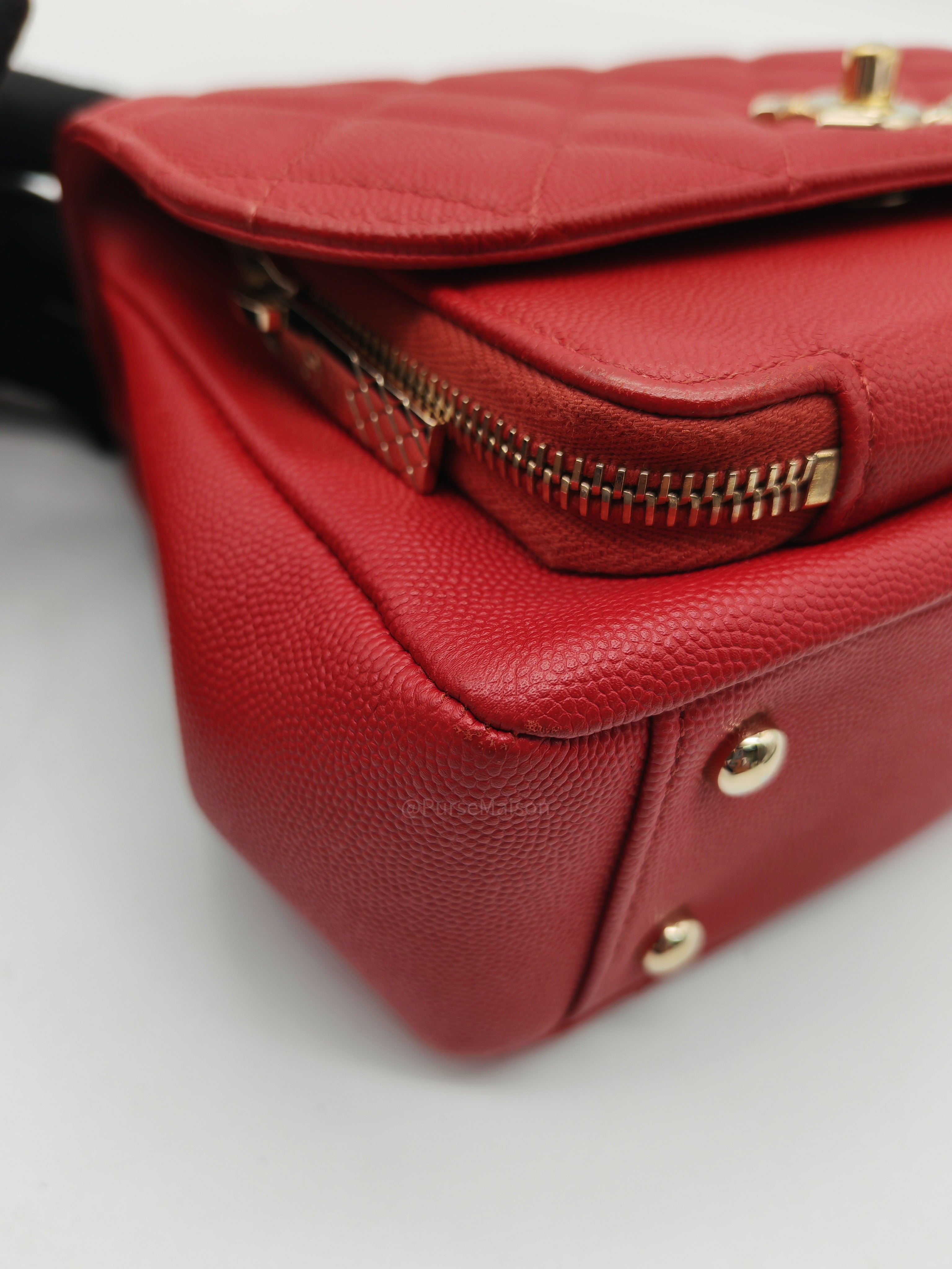 Chanel Business Affinity Flap Bag Medium in Red Caviar Leather and Gold Hardware Series 28