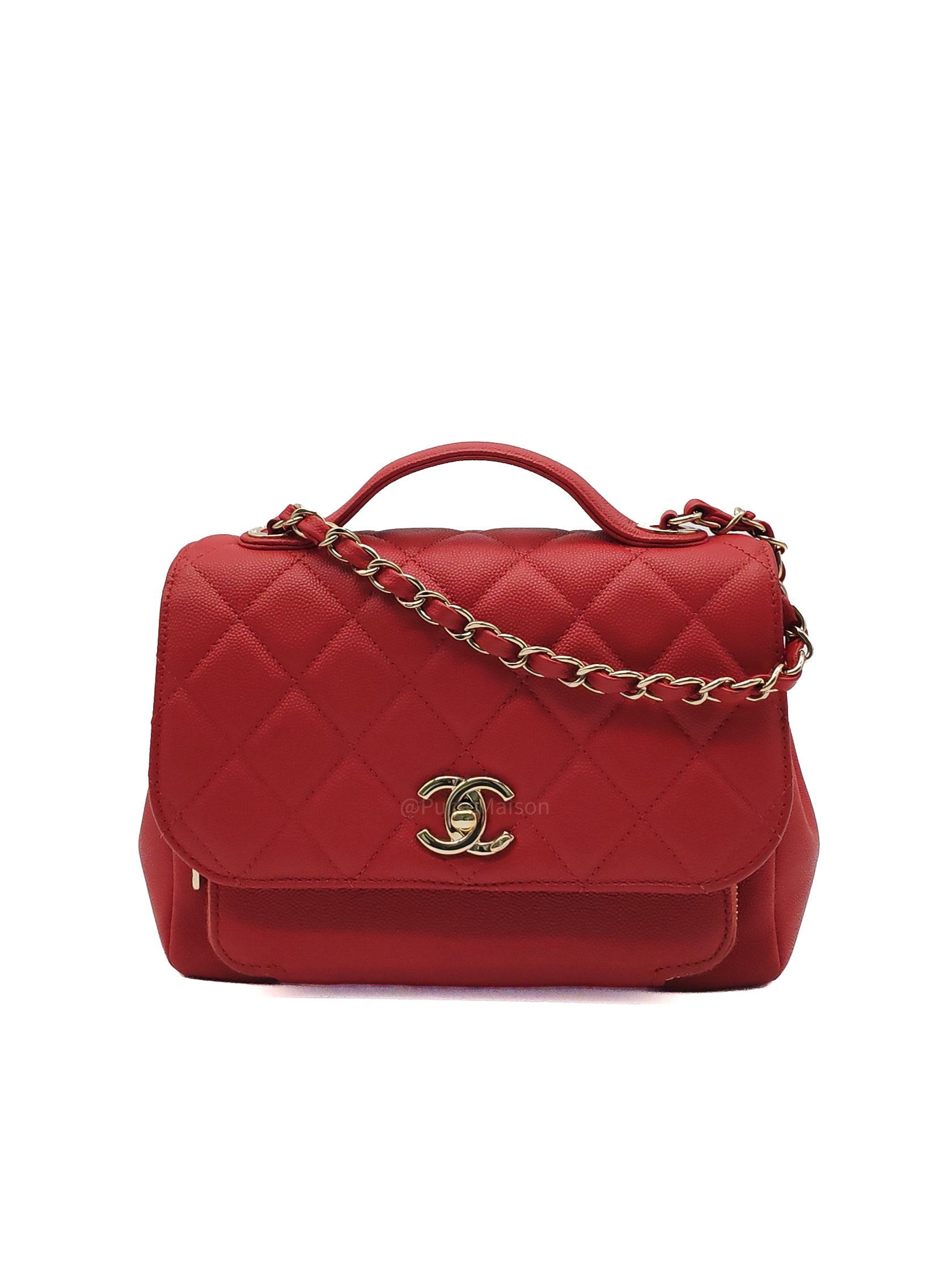 Chanel Business Affinity Flap Bag Medium in Red Caviar Leather and Gold Hardware Series 28