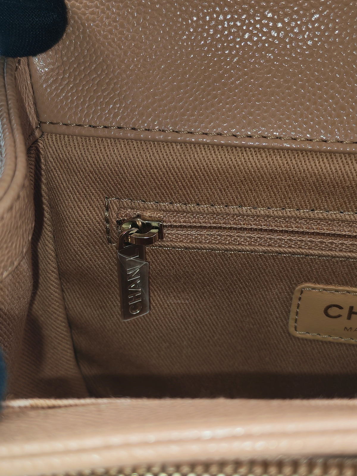 Chanel Business Affinity Small in Caramel Caviar Leather Light Gold Hardware (Series 30)