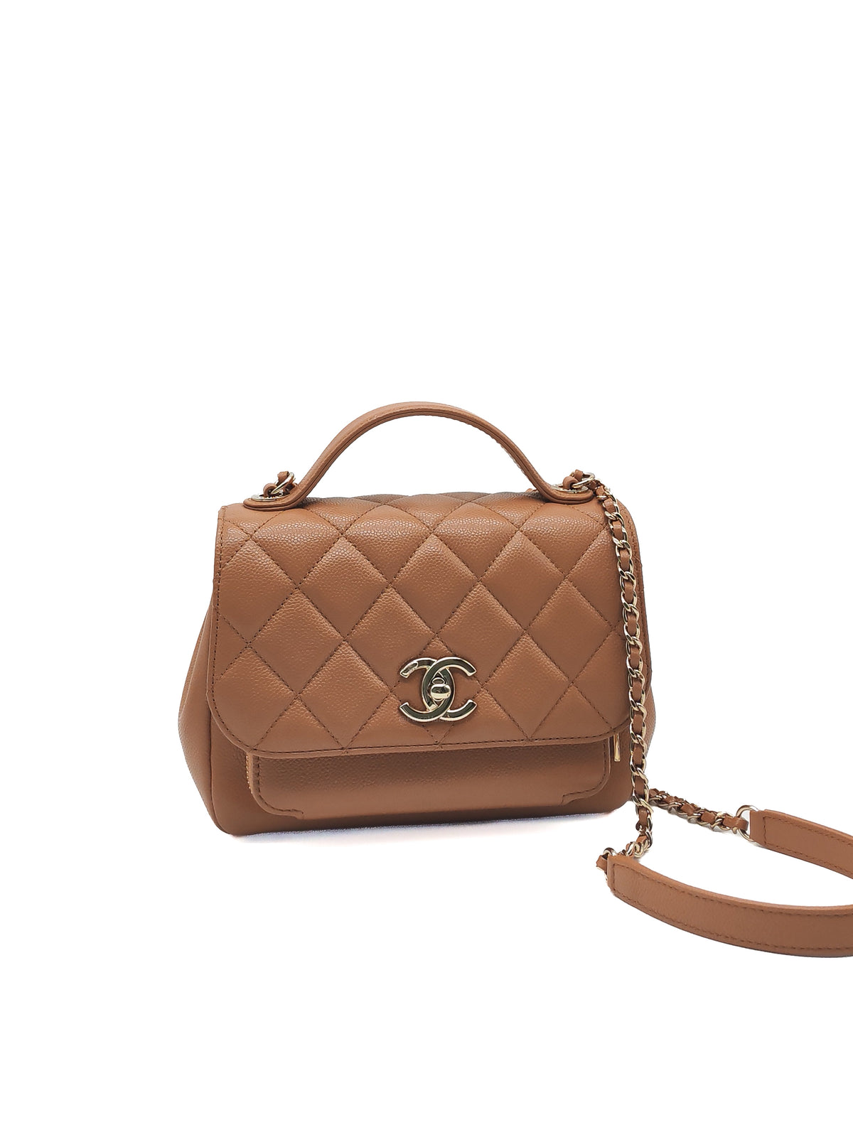 Chanel Business Affinity Small in Caramel Caviar Leather Light Gold Hardware (Series 30)