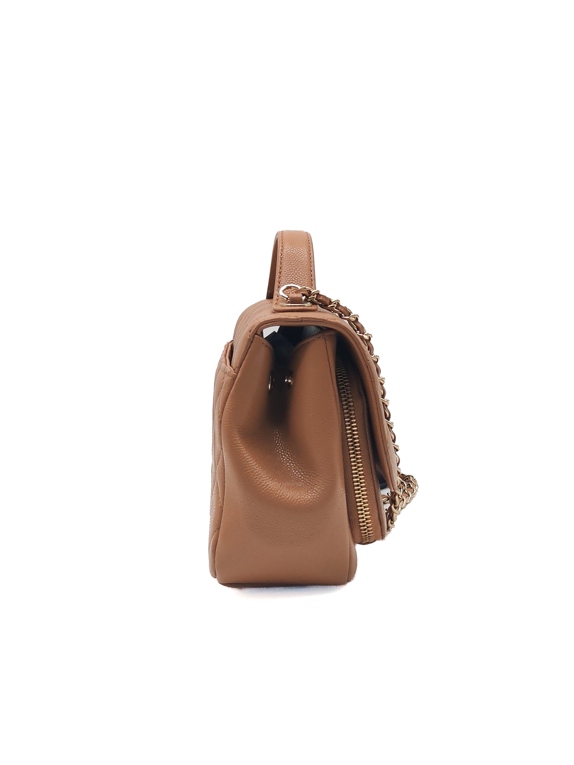 Chanel Business Affinity Small in Caramel Caviar Leather Light Gold Hardware (Series 30)