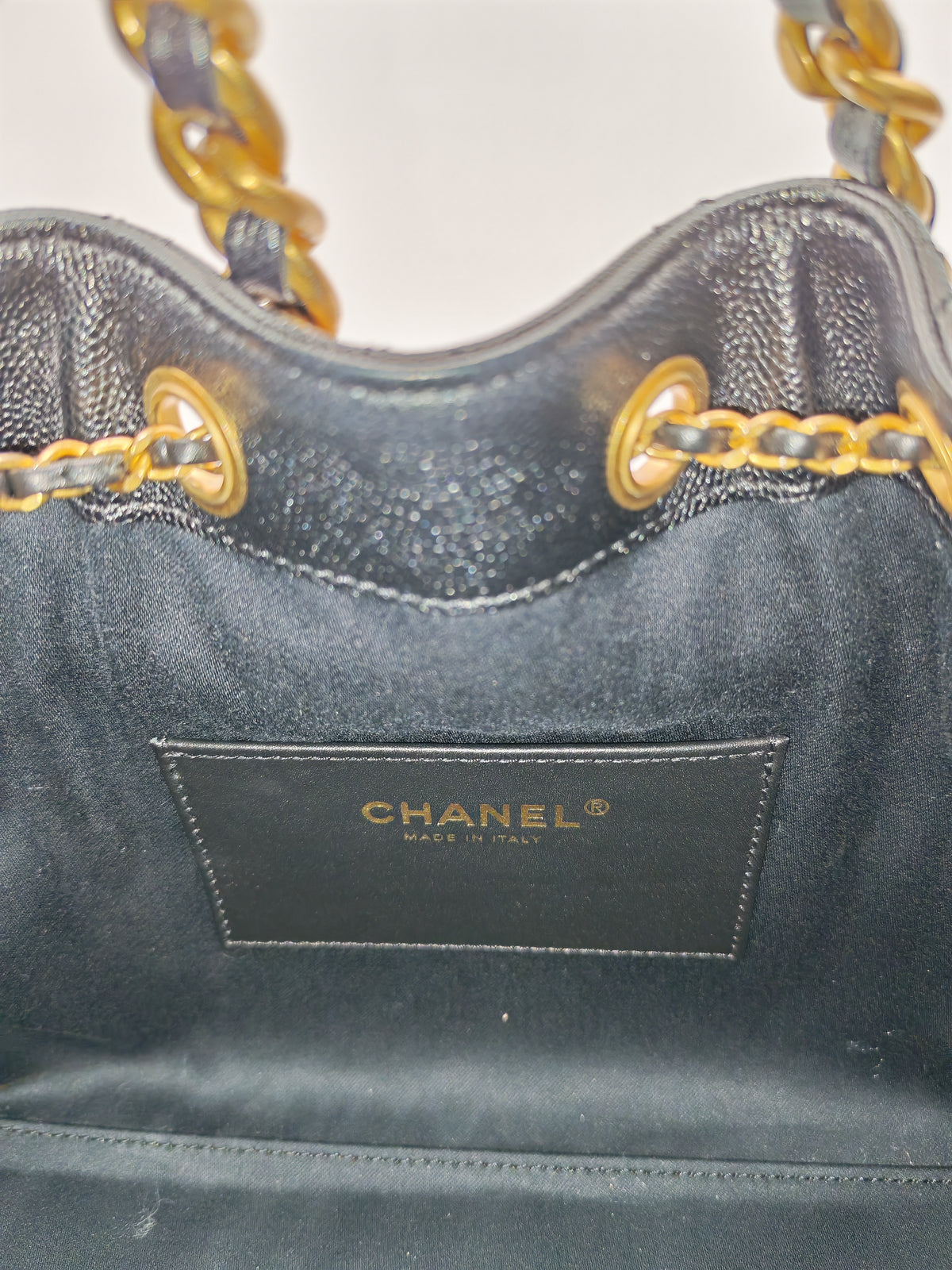 Chanel 25 Hobo Bag Small in Black Caviar Leather Aged Gold Hardware Microchip (A5****40)
