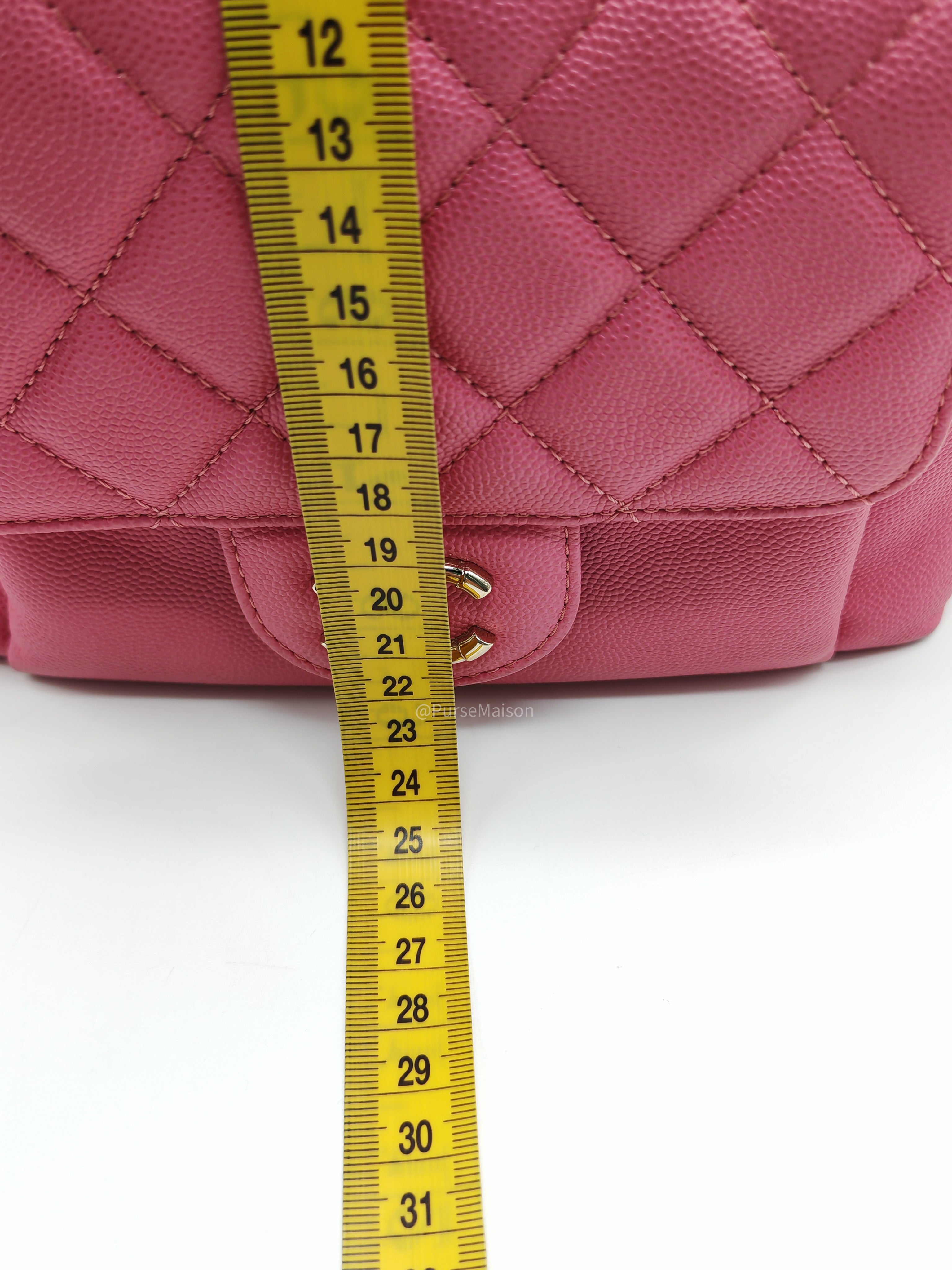 Chanel CC Day Backpack in Pink Quilted Caviar Leather Light Gold Hardware (Series 27)