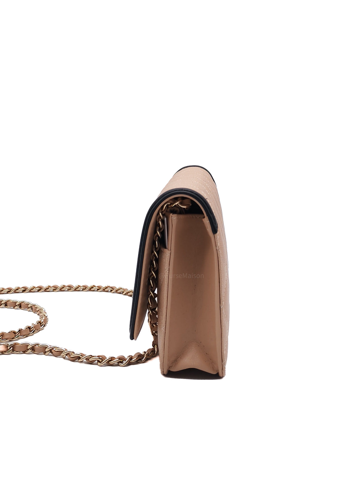 Chanel CC Filigree Wallet on Chain in Beige and Black Caviar Leather and Gold Hardware Series 30