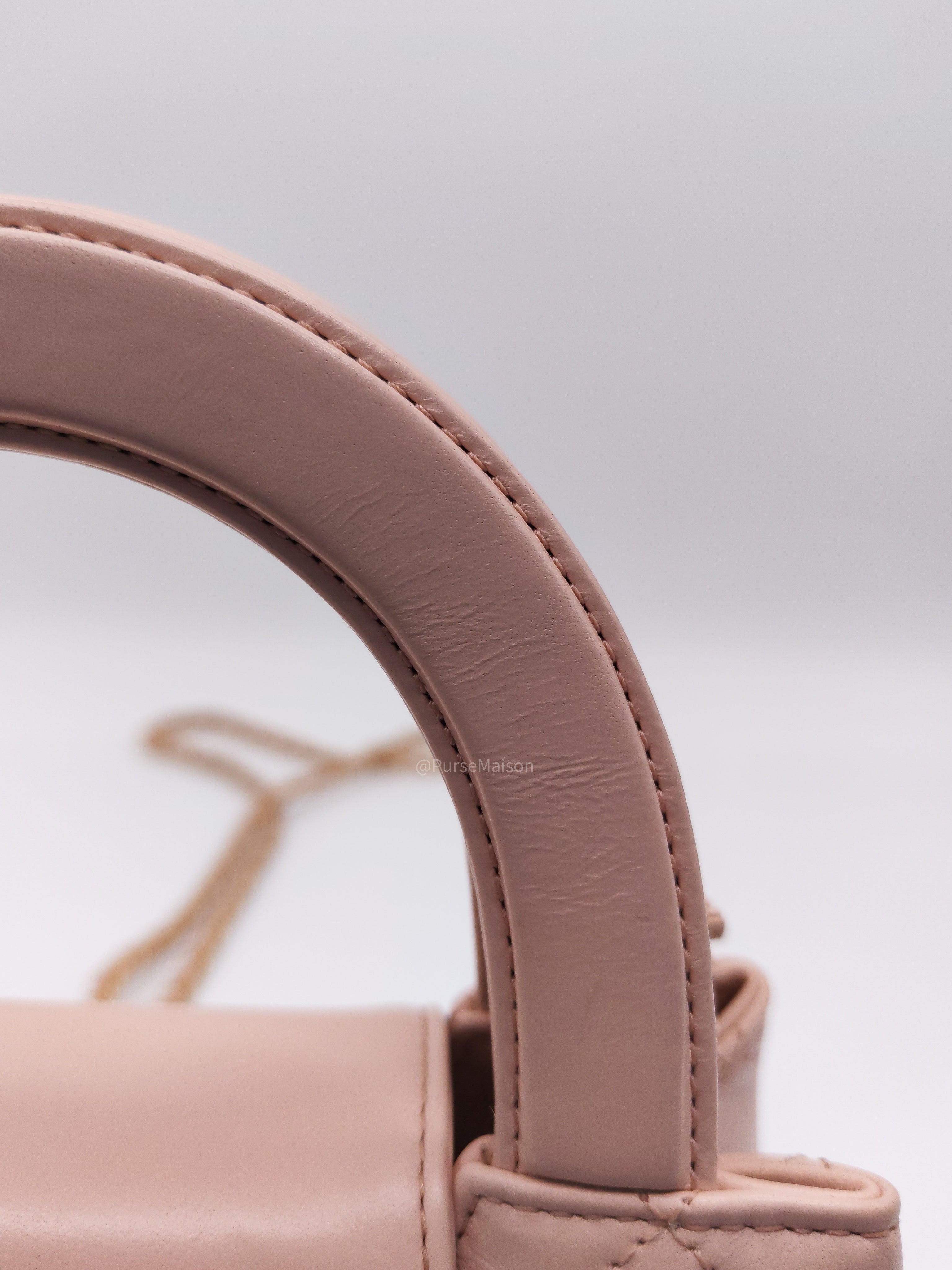 Chanel CC Kelly Small in Baby Pink Shinny Calfskin Leather Aged Gold Hardware Microchip(E8****T5)