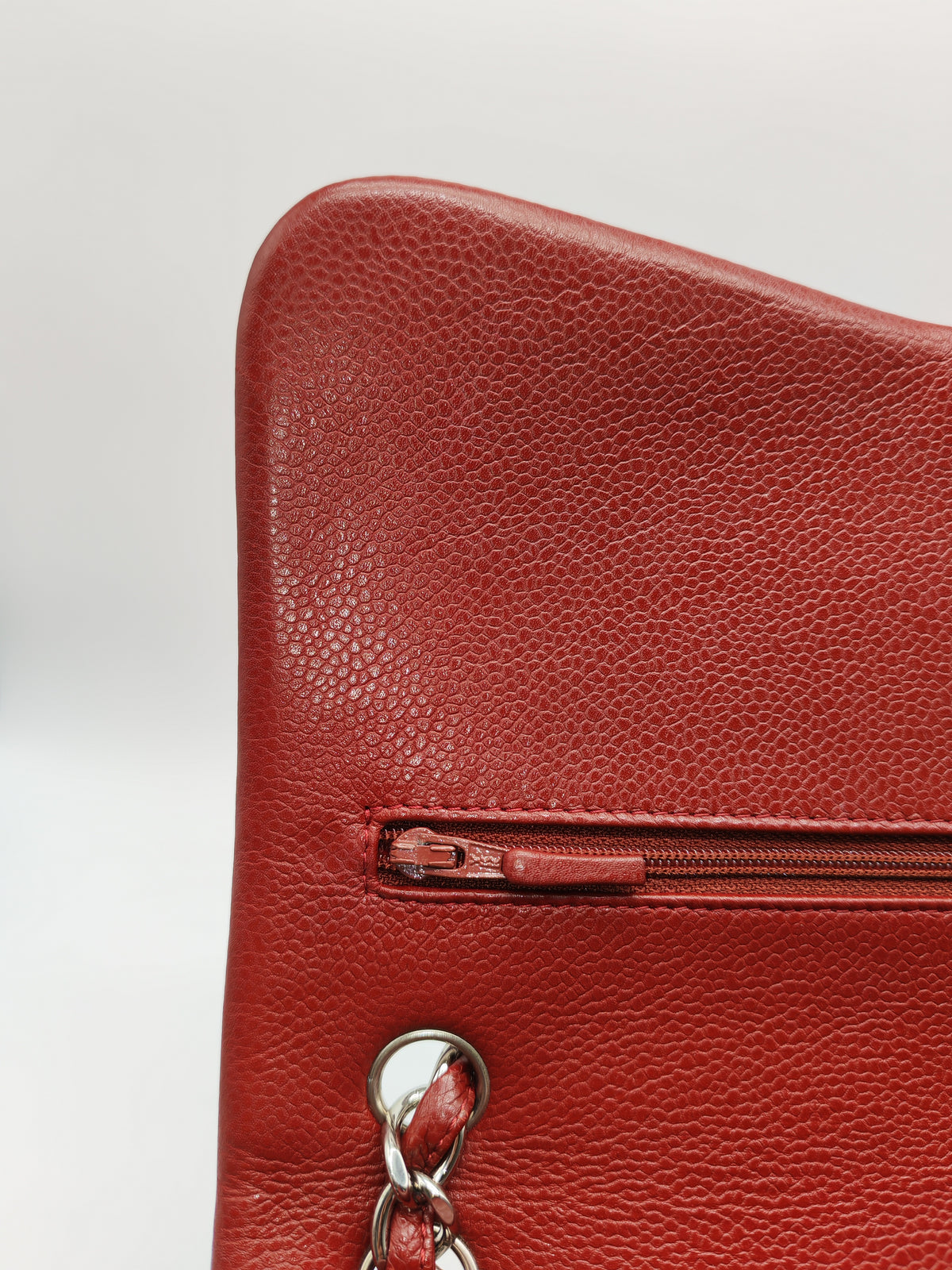 Chanel Classic Double Flap Jumbo in Burgundy Quilted Caviar Leather and Silver Hardware Series 18