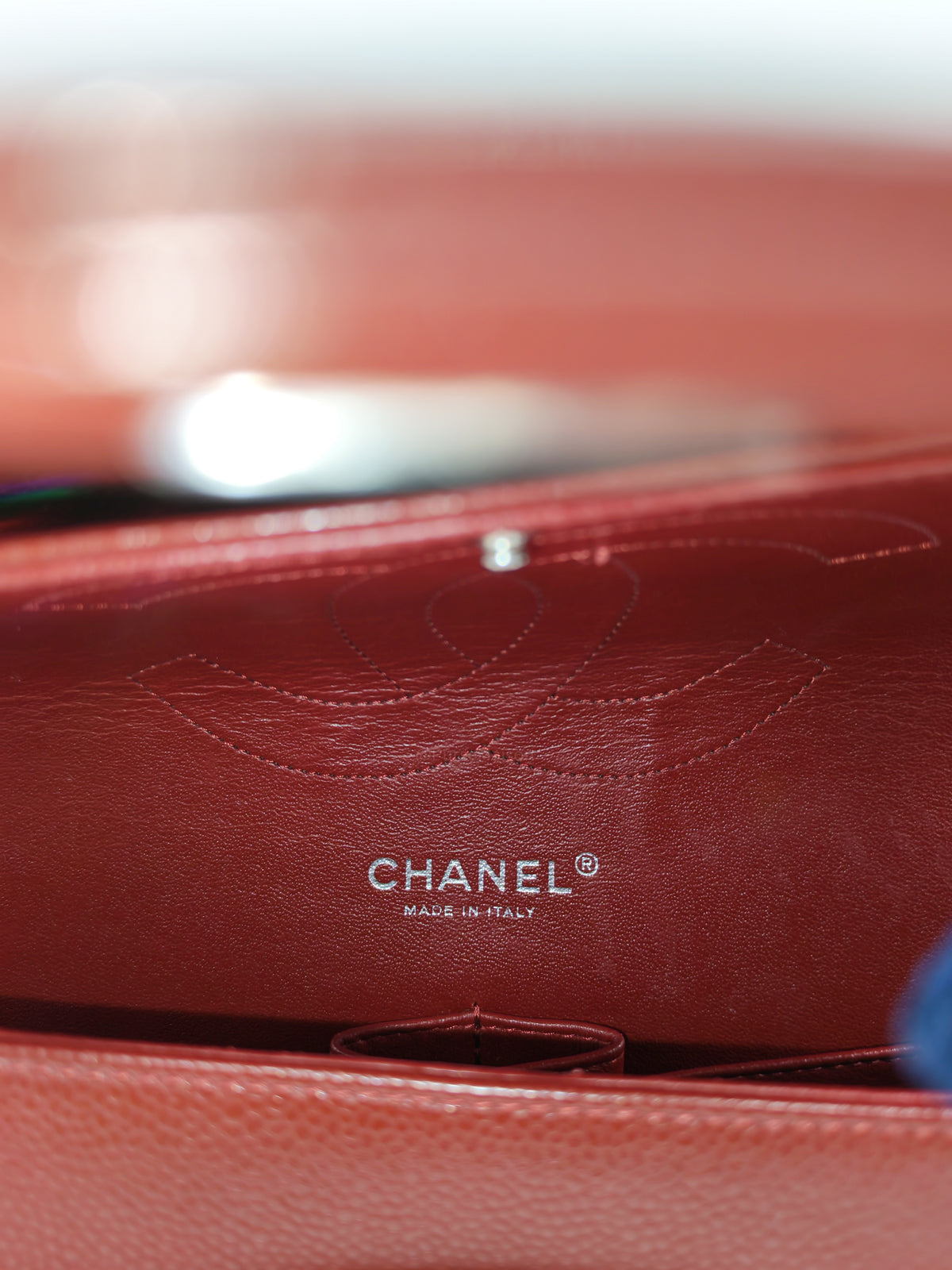 Chanel Classic Double Flap Jumbo in Burgundy Quilted Caviar Leather and Silver Hardware Series 18