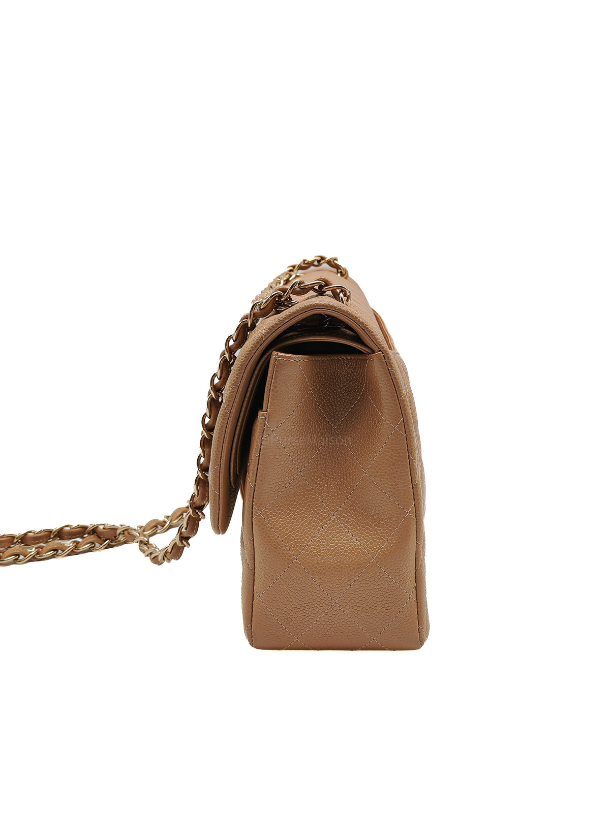 Chanel Classic Double Flap Jumbo in Dark Beige Caviar Leather and Light Gold Hardware (Series 25)