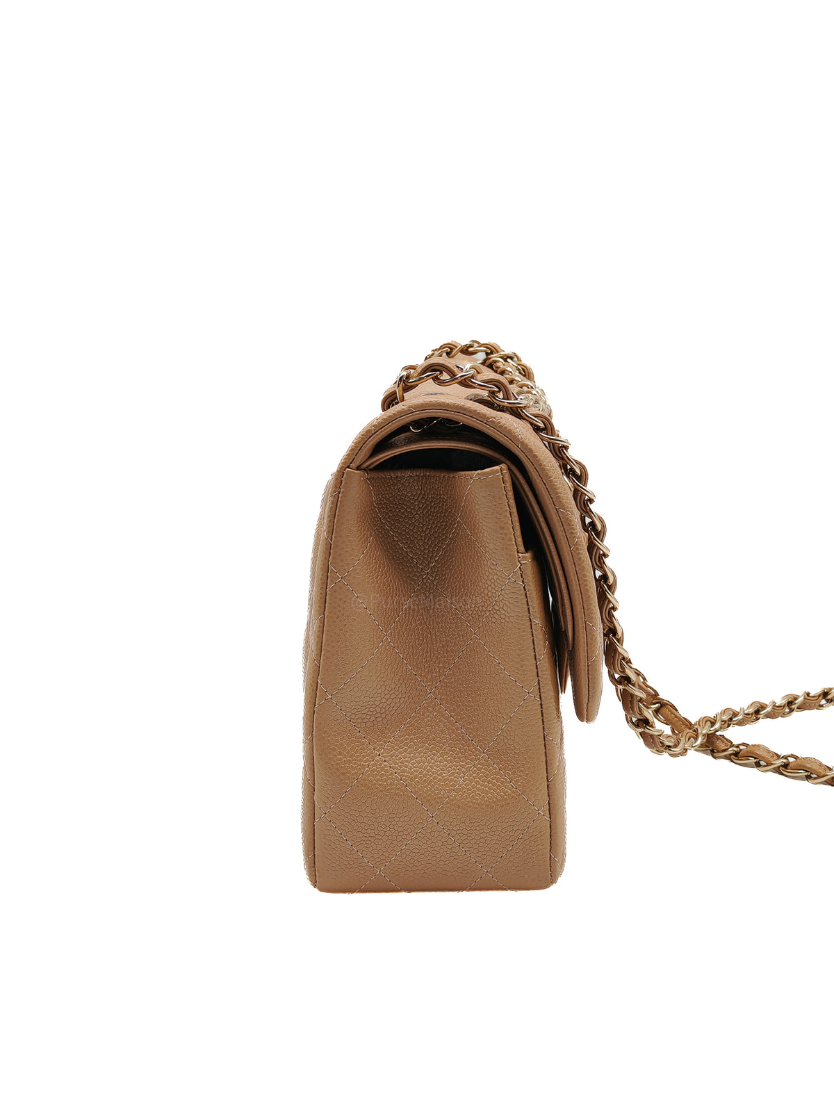 Chanel Classic Double Flap Jumbo in Dark Beige Caviar Leather and Light Gold Hardware (Series 25)