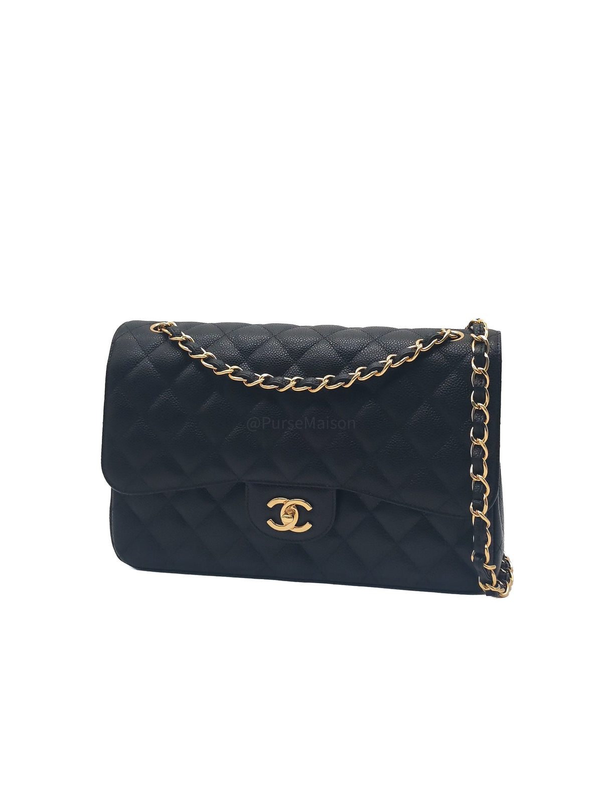Chanel Classic Double Flap Jumbo in Black Quilted Caviar Leather and Gold Hardware Series 27