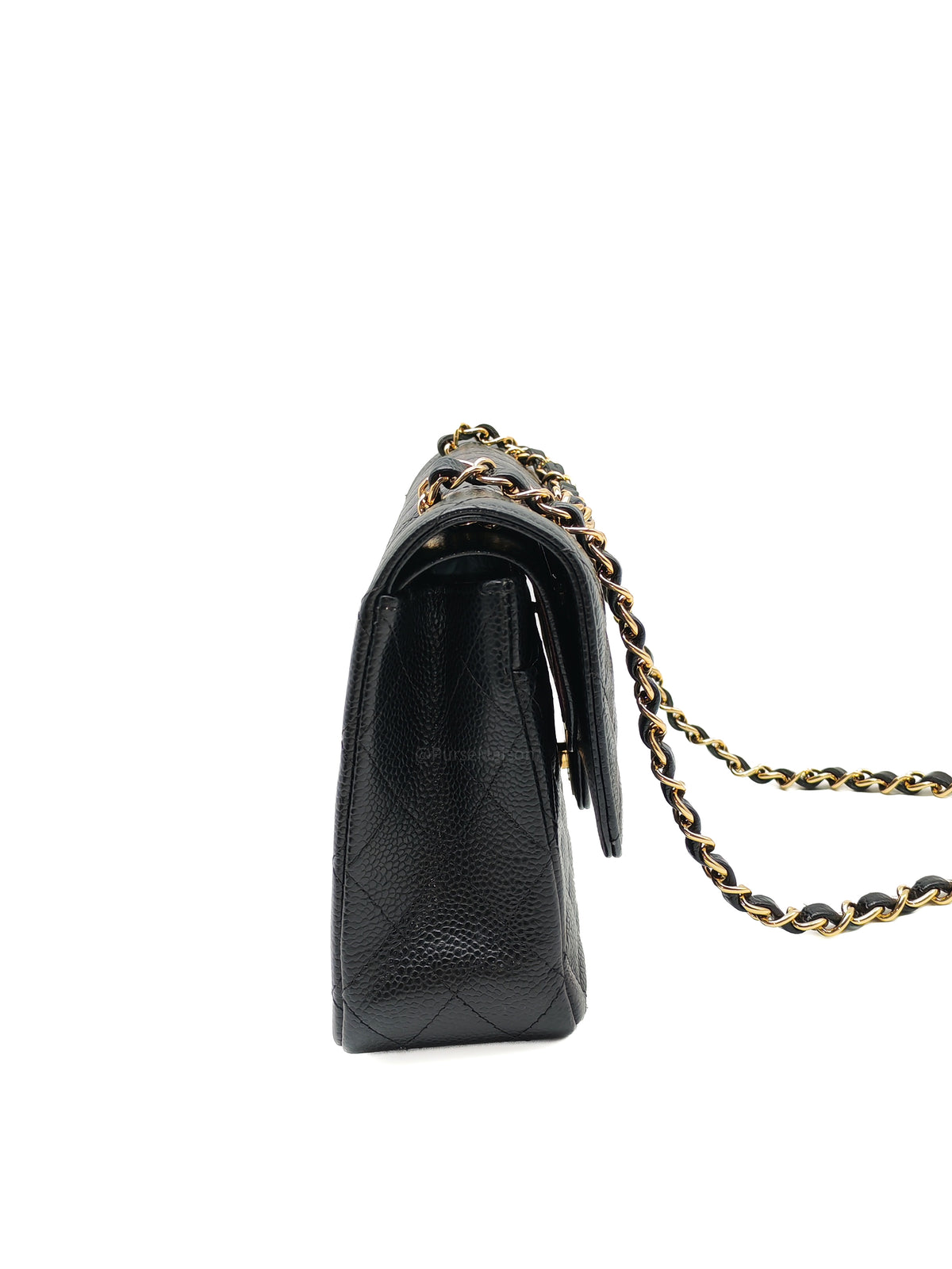 Chanel Classic Double Flap Medium In Black Caviar Leather Gold Hardware (Series 27)
