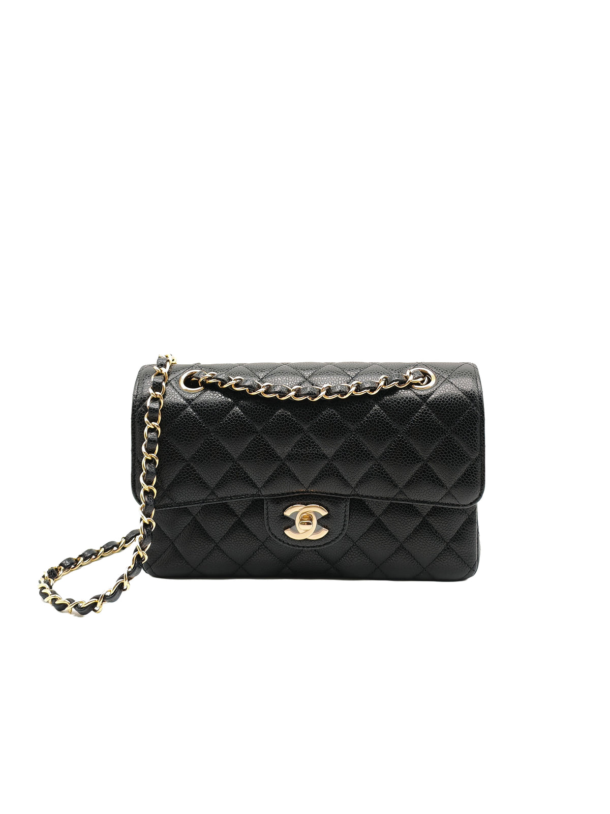 Chanel Classic Double Flap Small in Quilted Caviar Leather and Gold Hardware Microchip