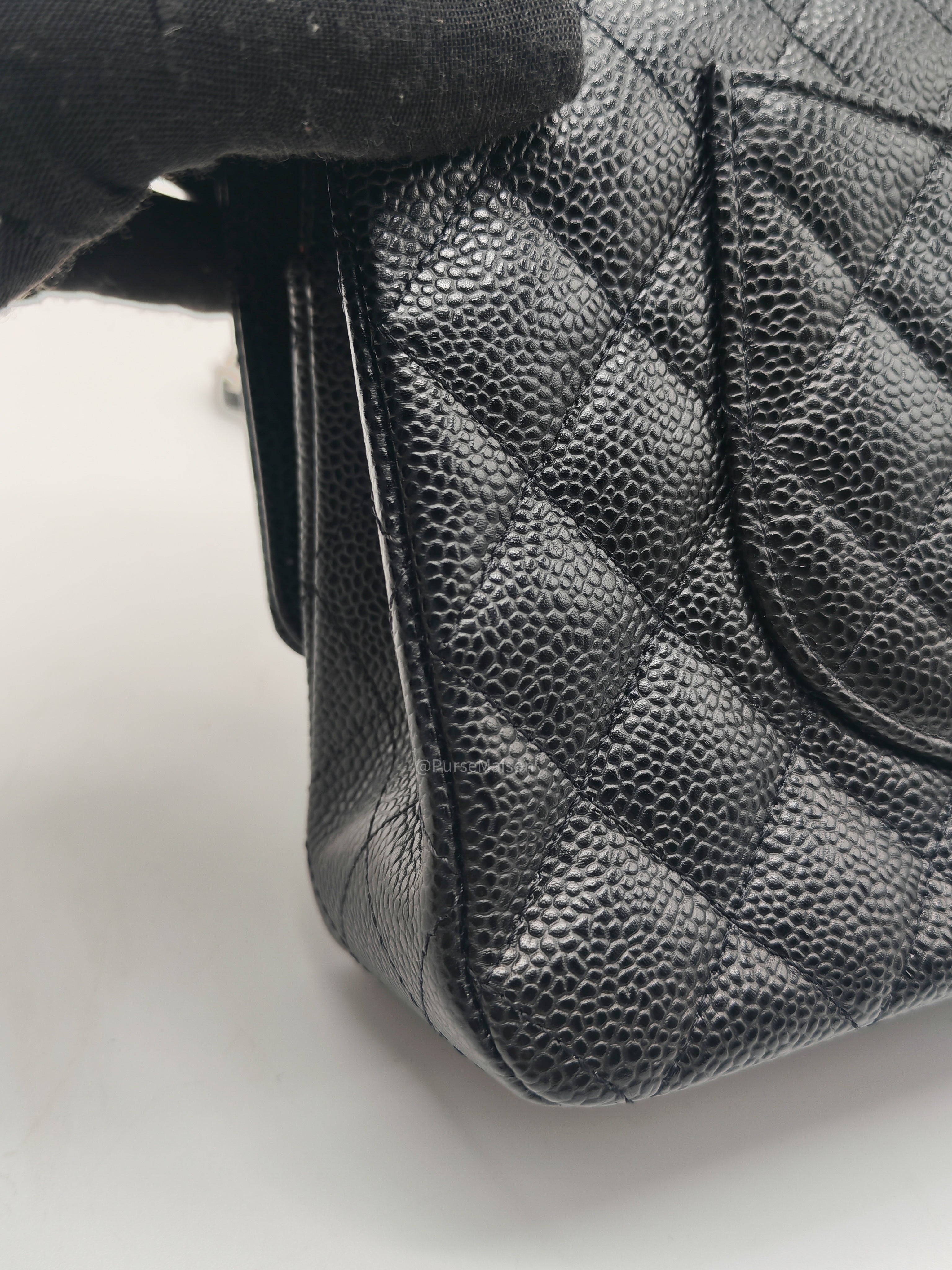 Chanel Classic Double Flap Medium in Black Caviar Leather Silver Hardware (Series 30)