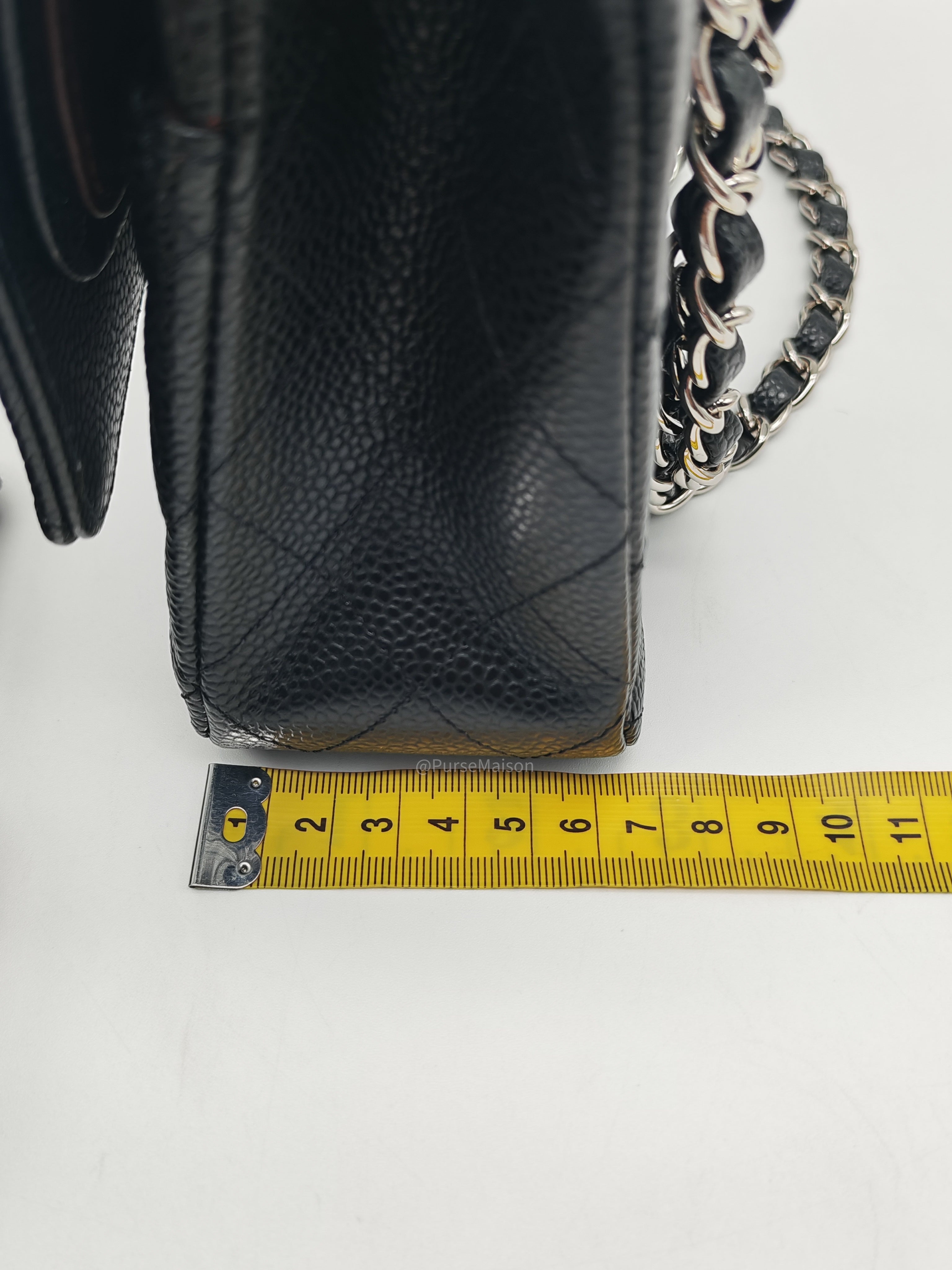 Chanel Classic Double Flap Medium in Black Caviar Leather Silver Hardware (Series 30)