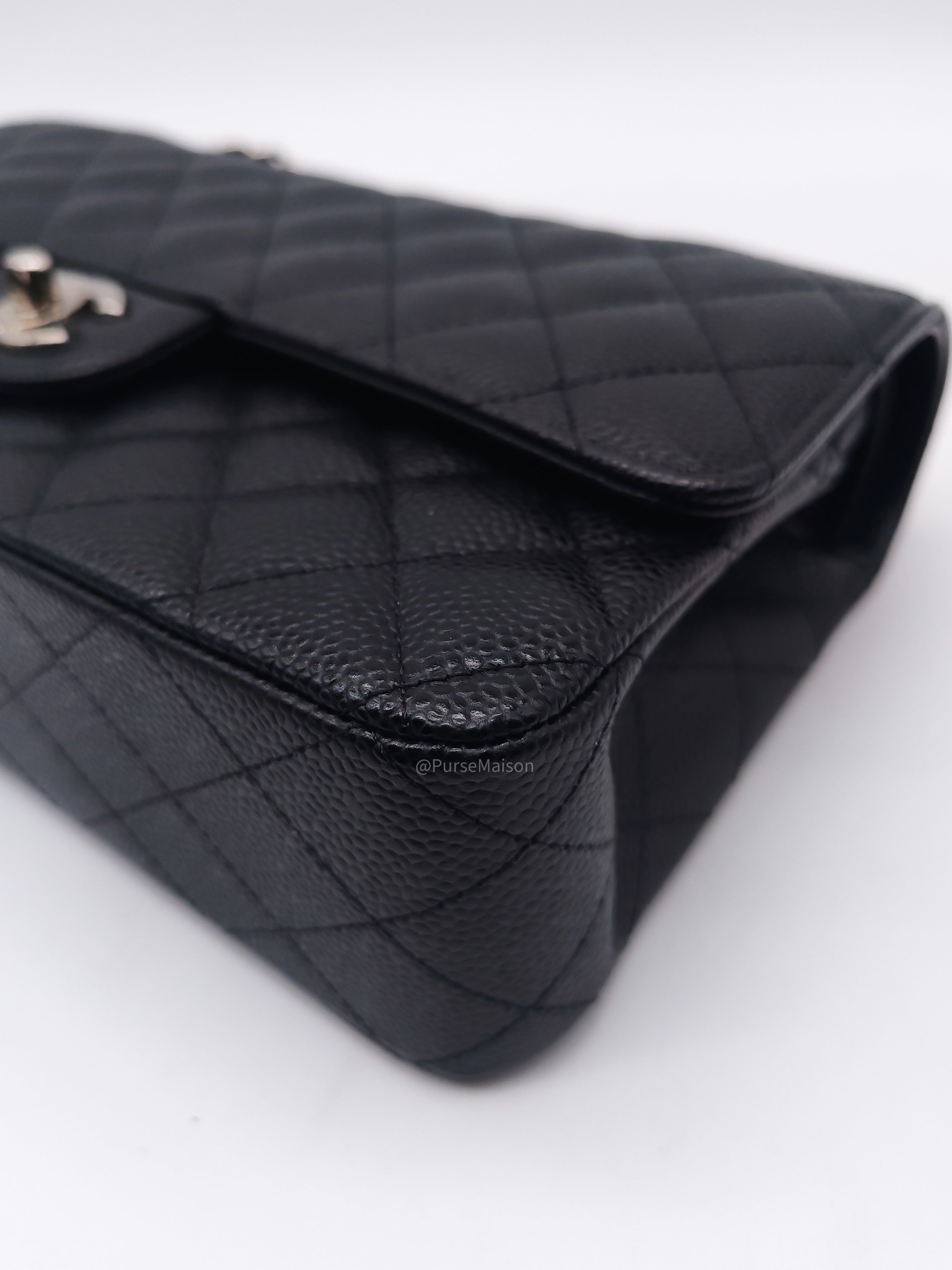 Chanel Classic Double Flap Medium in Black Caviar Leather Silver Hardware (Series 30)