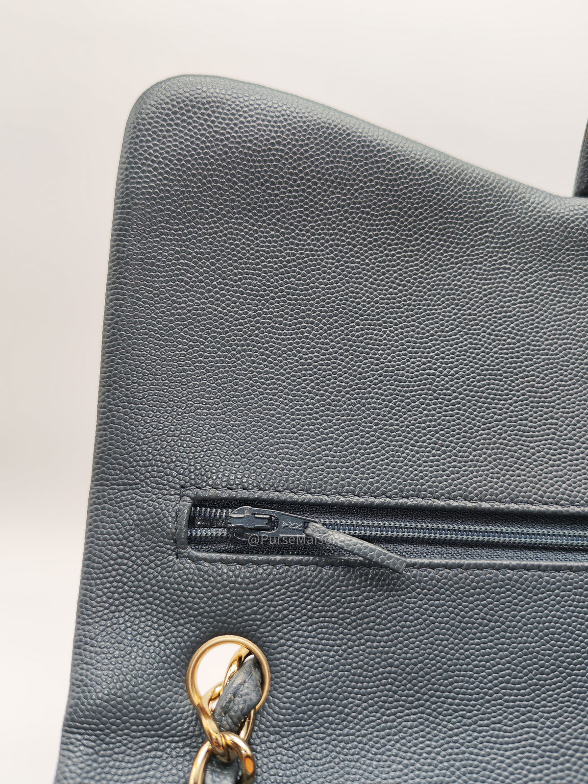 Chanel Classic Double Flap in Dark Gray Caviar Leather Gold Hardware (Series 26)