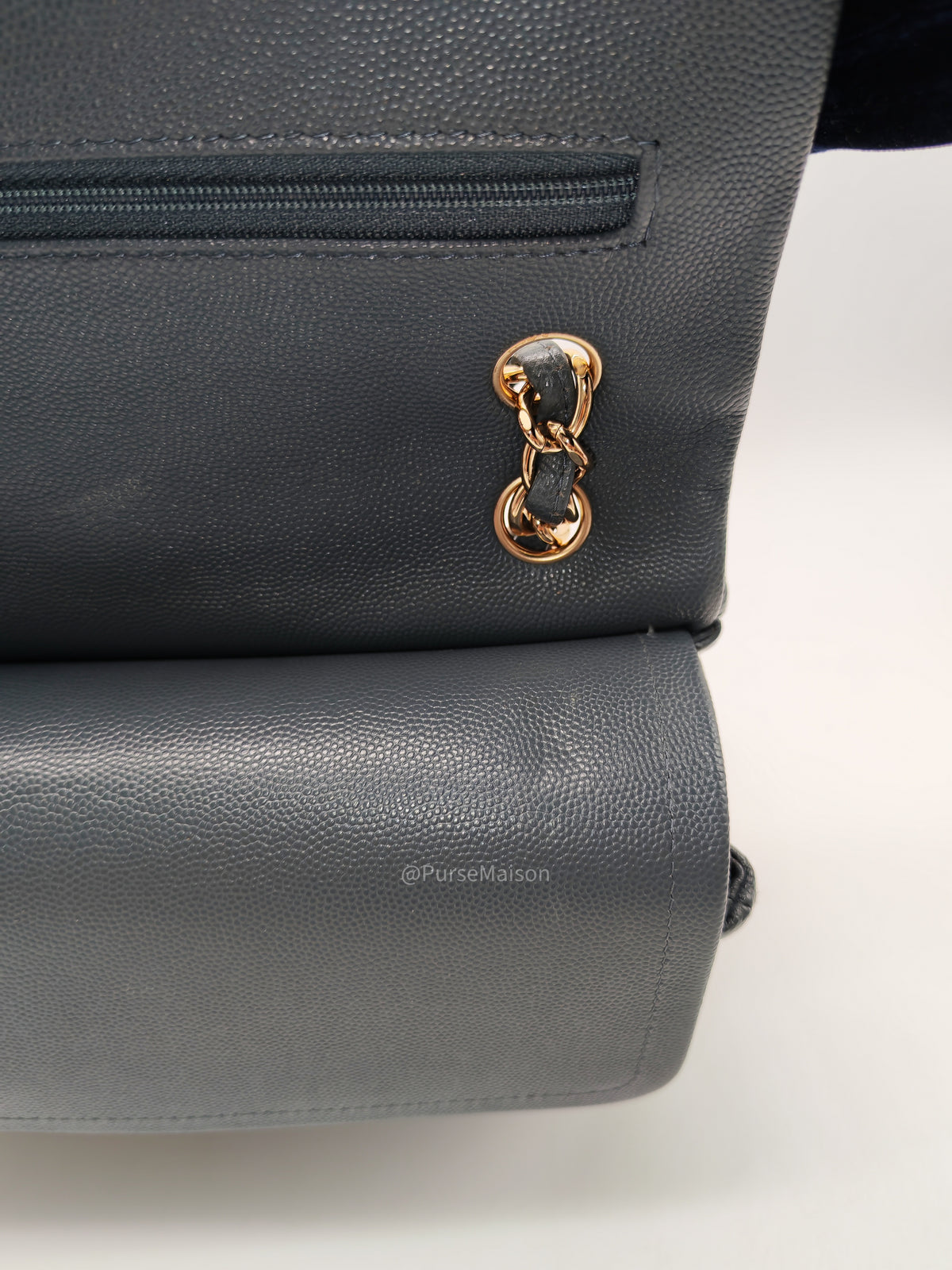 Chanel Classic Double Flap in Dark Gray Caviar Leather Gold Hardware (Series 26)