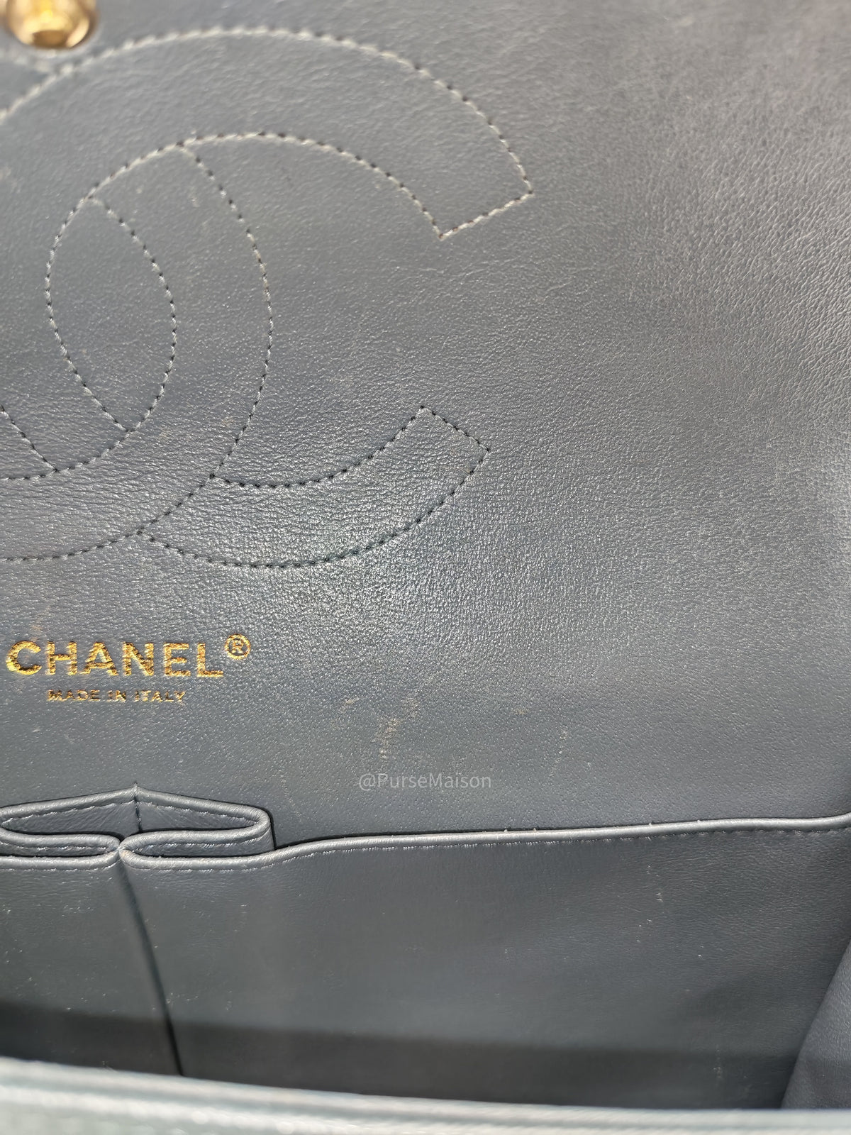 Chanel Classic Double Flap in Dark Gray Caviar Leather Gold Hardware (Series 26)