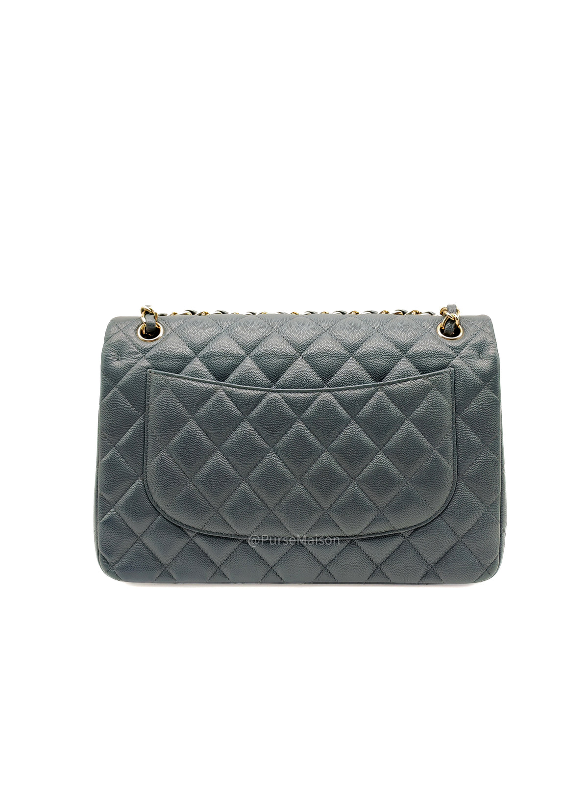 Chanel Classic Double Flap in Dark Gray Caviar Leather Gold Hardware (Series 26)