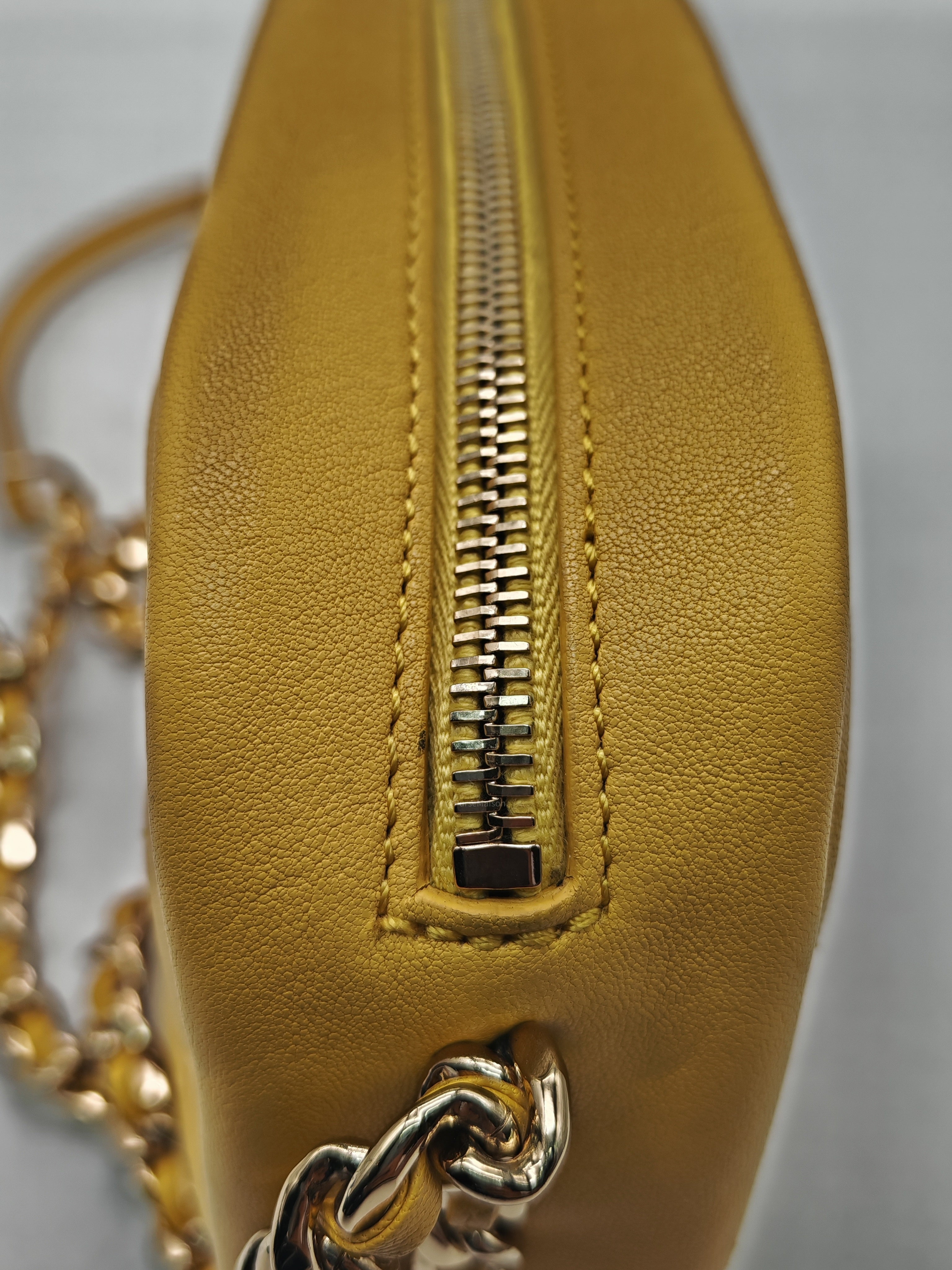 Chanel Matelassé Camera Bag in Yellow Calfskin Leather and Gold Hardware Series 26