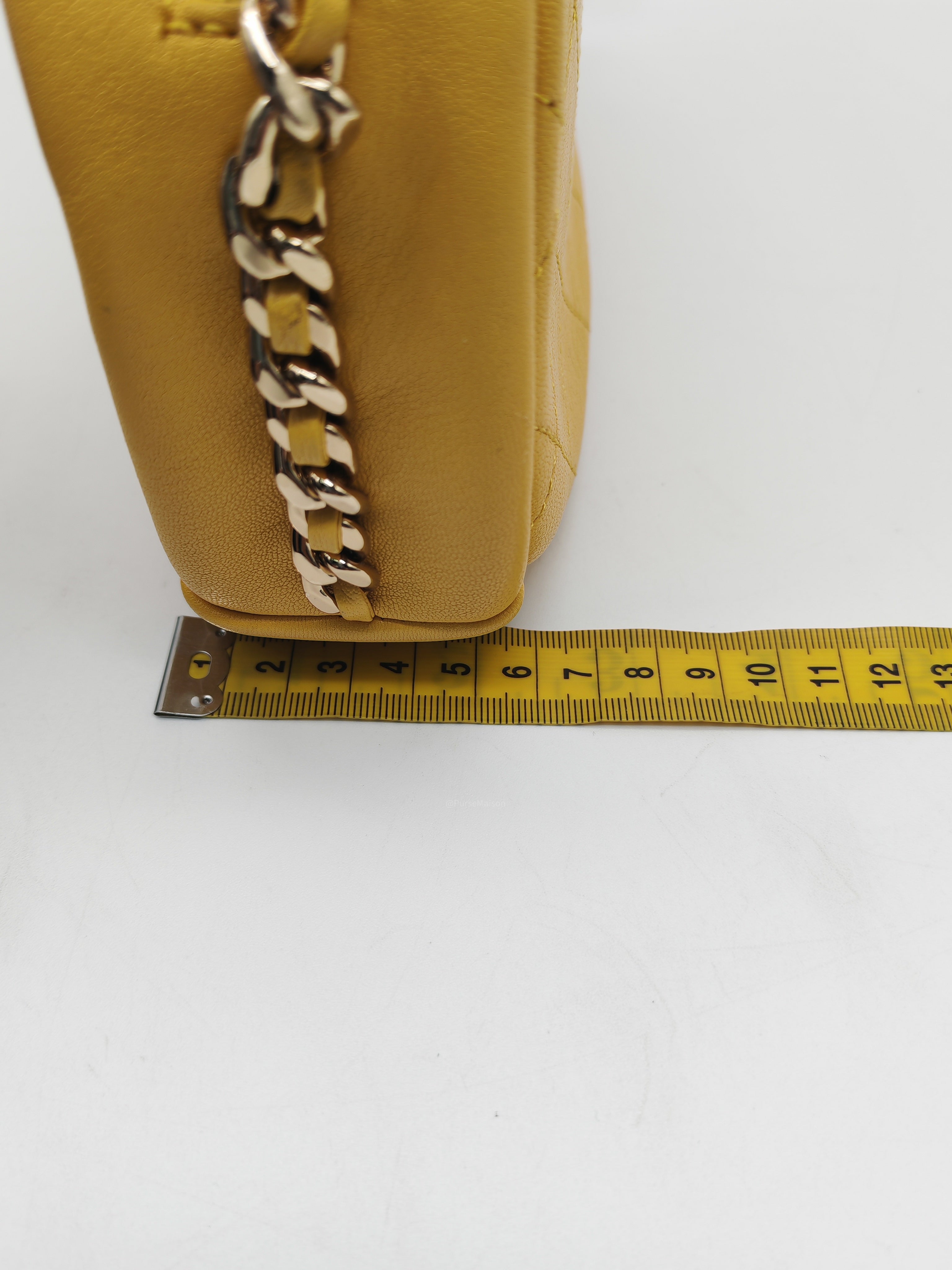Chanel Matelassé Camera Bag in Yellow Calfskin Leather and Gold Hardware Series 26