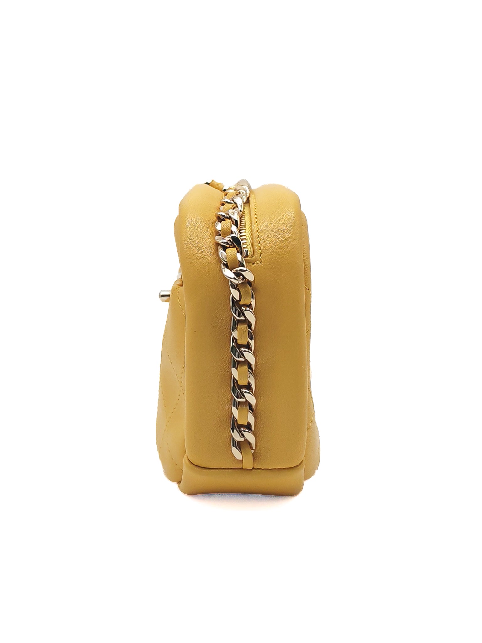 Chanel Matelassé Camera Bag in Yellow Calfskin Leather and Gold Hardware Series 26
