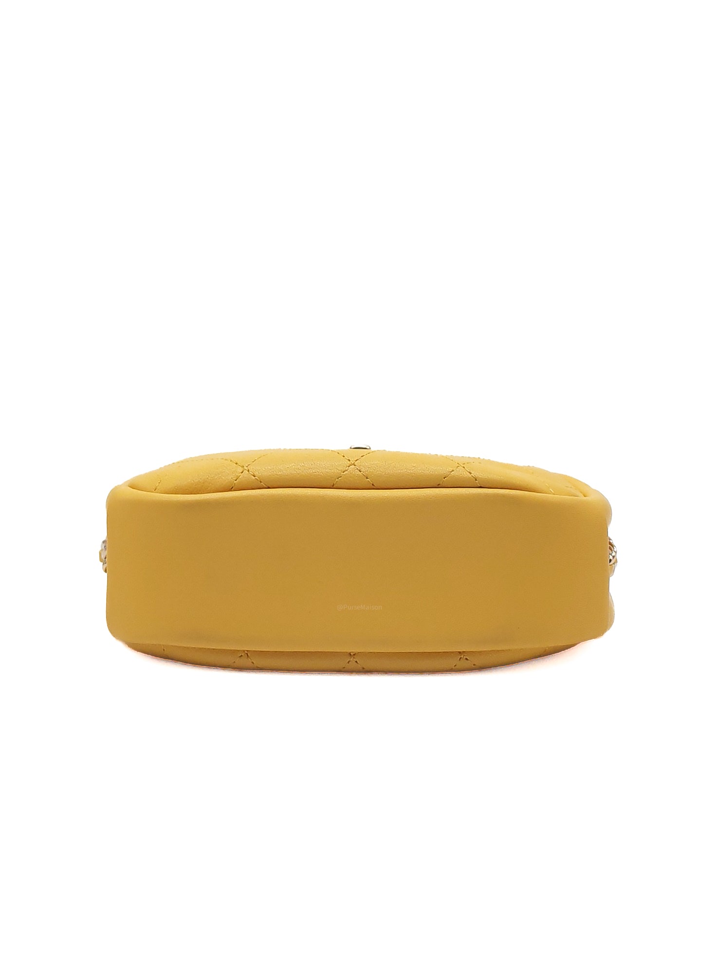 Chanel Matelassé Camera Bag in Yellow Calfskin Leather and Gold Hardware Series 26