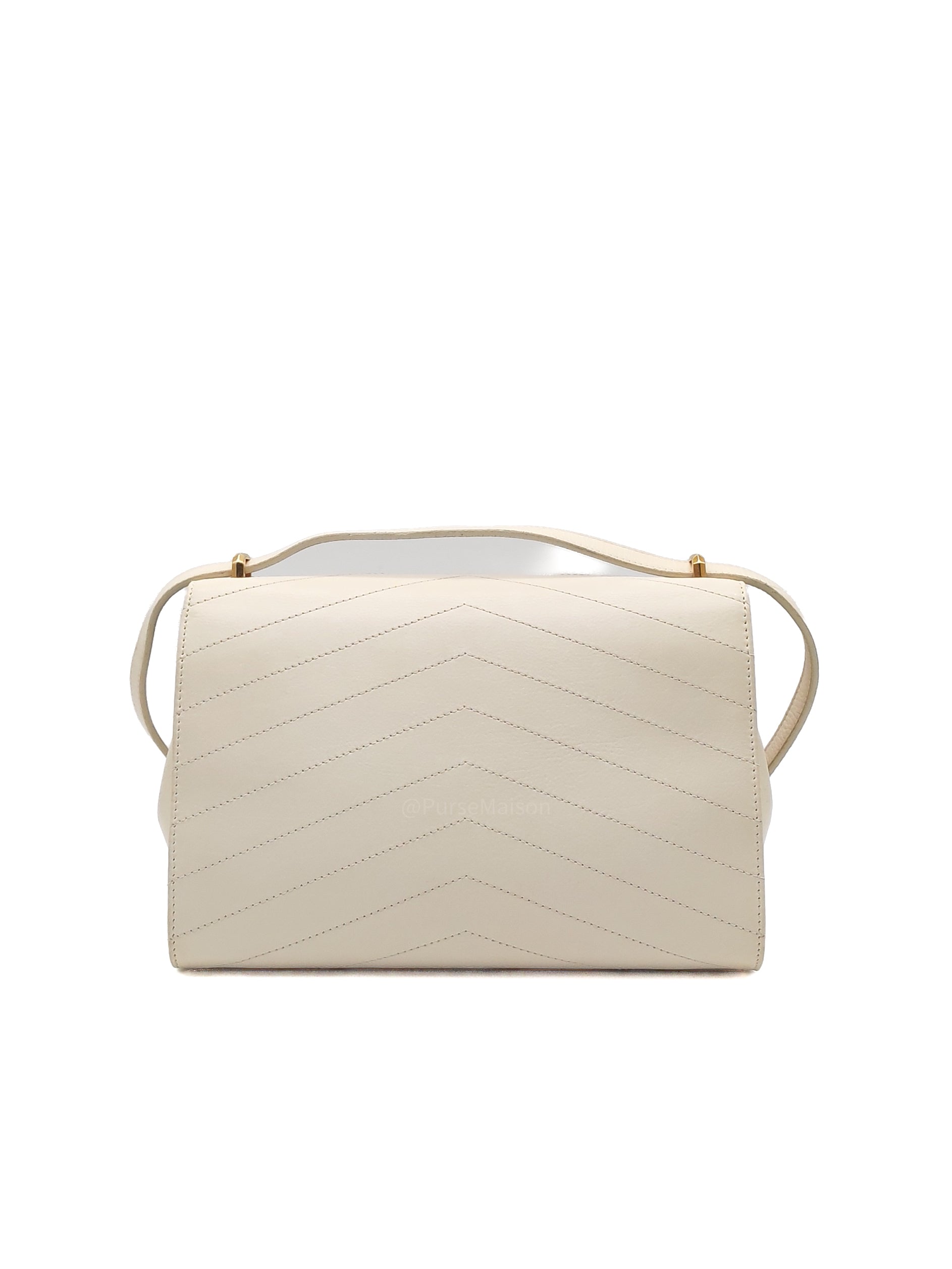 Chanel Envelope Flap Bag in White Chevron Calfskin Leather and Gold Hardware Series 27