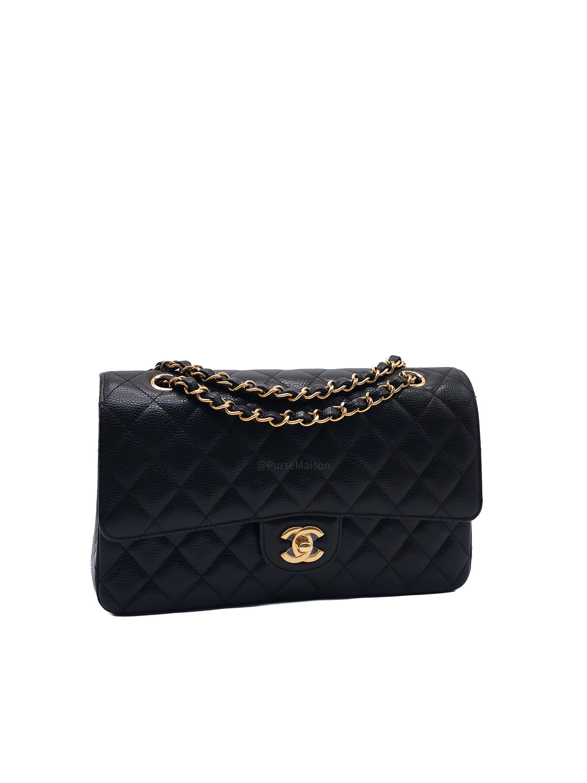 Chanel Classic Double Flap Medium in Black Caviar Leather Gold Hardware (H3****JO)