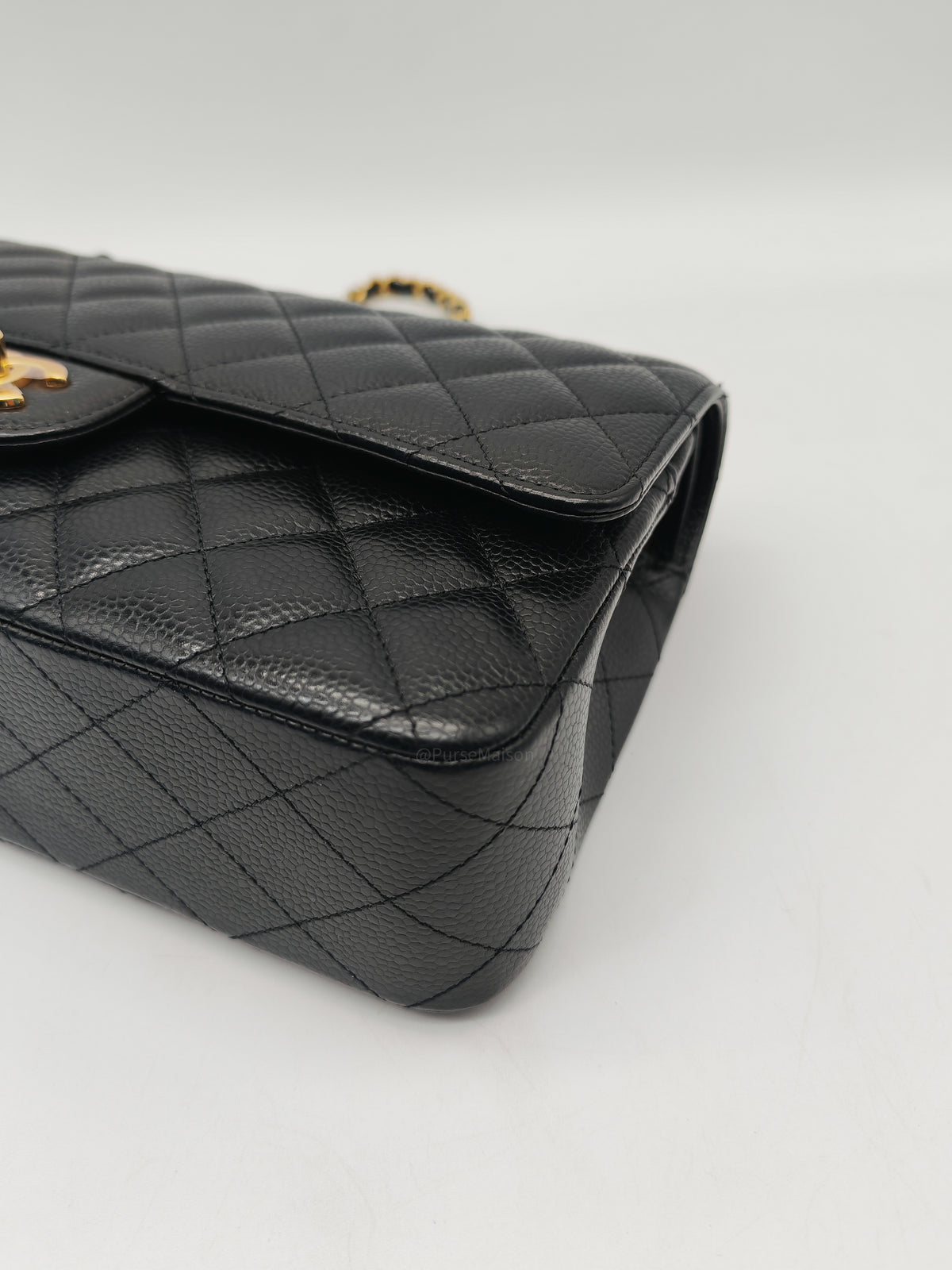 Chanel Classic Double Flap Medium in Black Caviar Leather Gold Hardware (H3****JO)