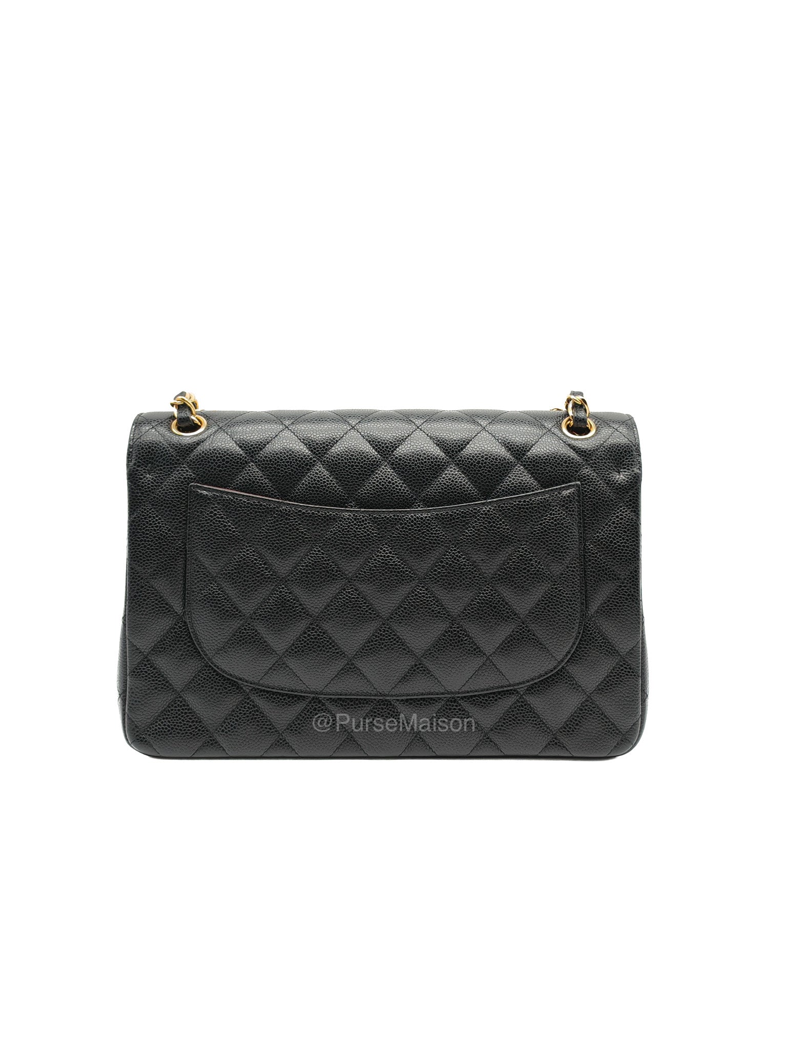 Chanel Classic Double Flap Jumbo in Black Quilted Caviar Leather and Gold Hardware Series 24 | Purse Maison Luxury Bags Shop
